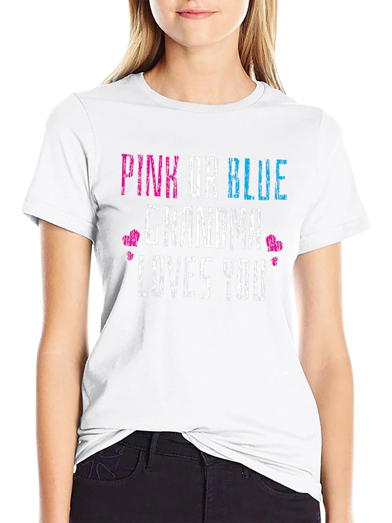 Black Pink or Blue Grandma Loves You Gender Reveal T-Shirt view 9