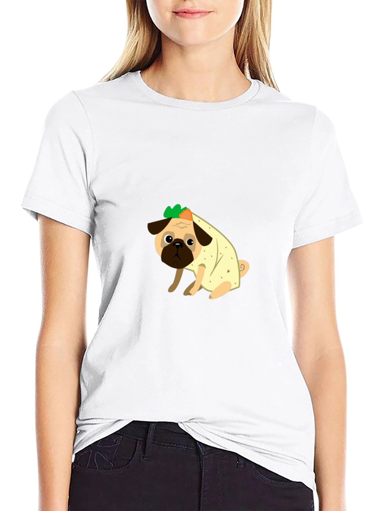 Black Pug Burrito T-Shirt - Cute Novelty Tee view 9