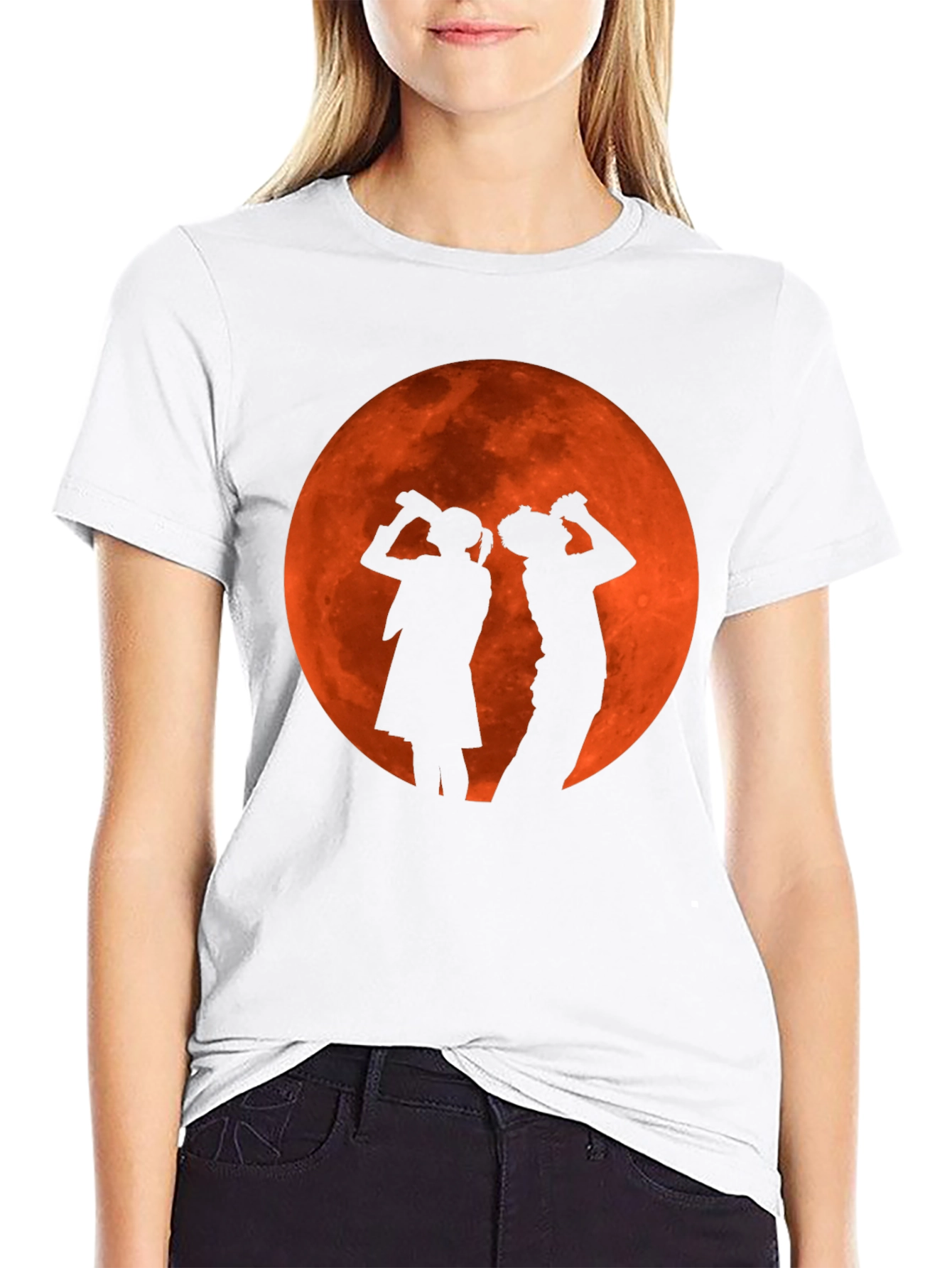 Black Silhouette Moon Drinking T-Shirt view 9