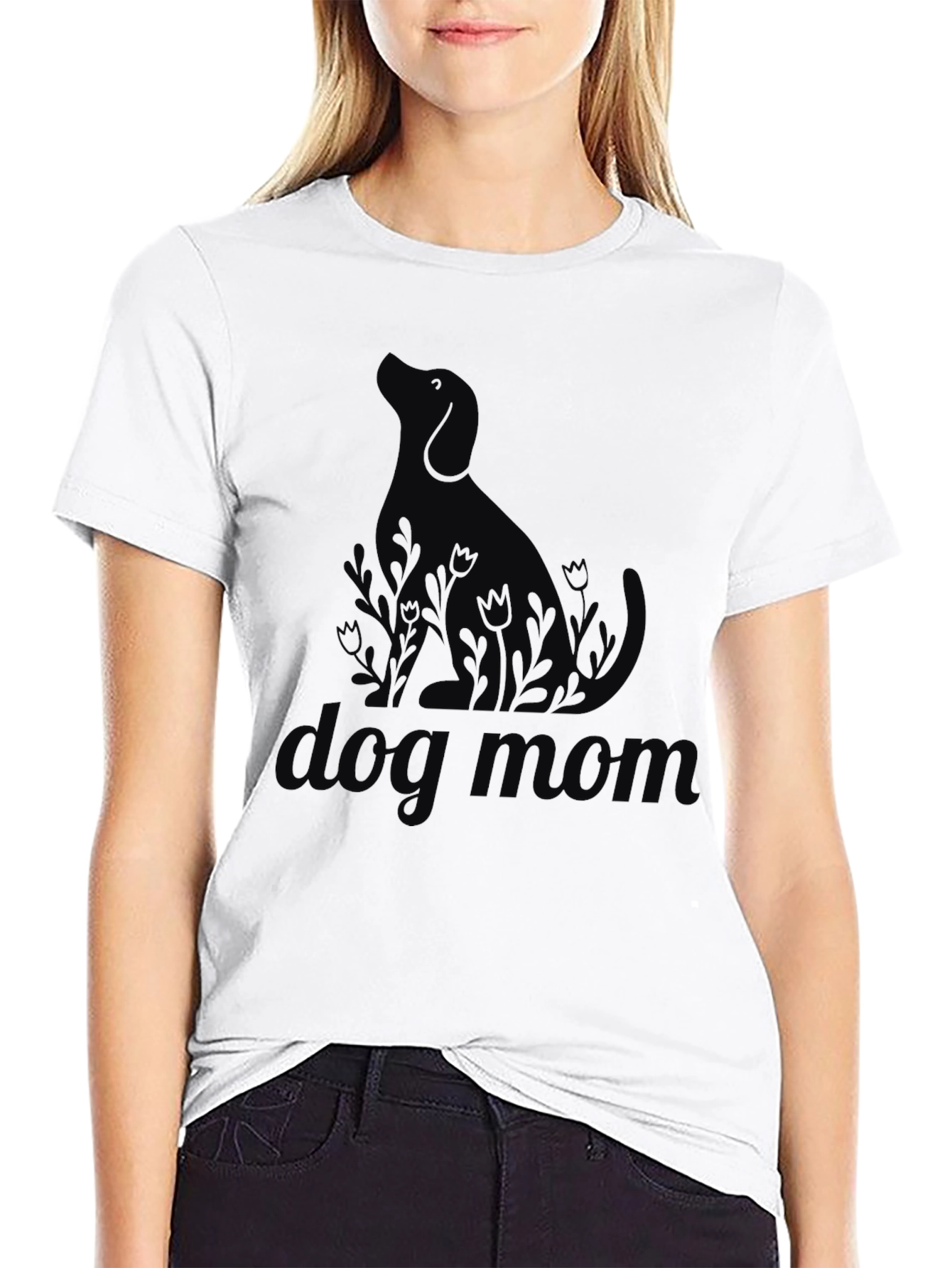 Black Dog Mom Graphic Black T-Shirt view 9
