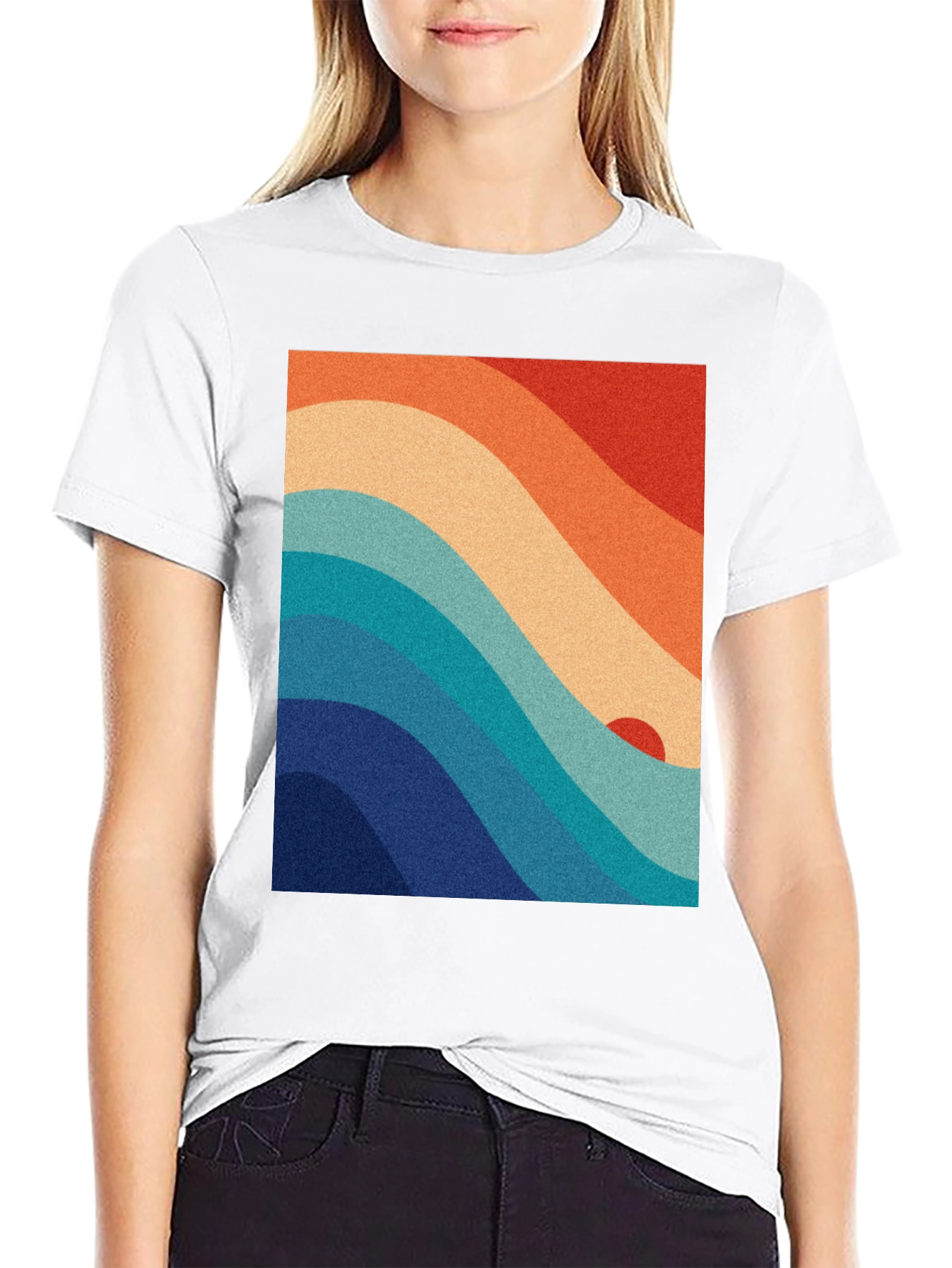 Black Retro Wave Graphic Tee - Vintage Style view 9