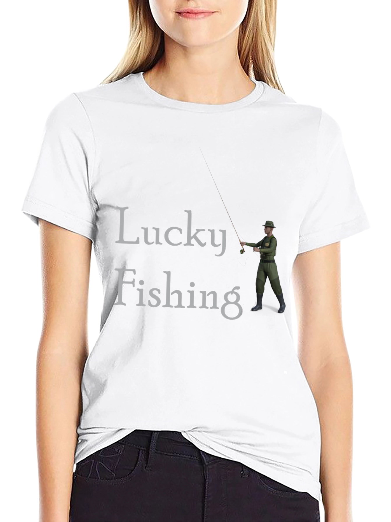 Black Lucky Fishing Graphic Tee - Black Cotton view 9