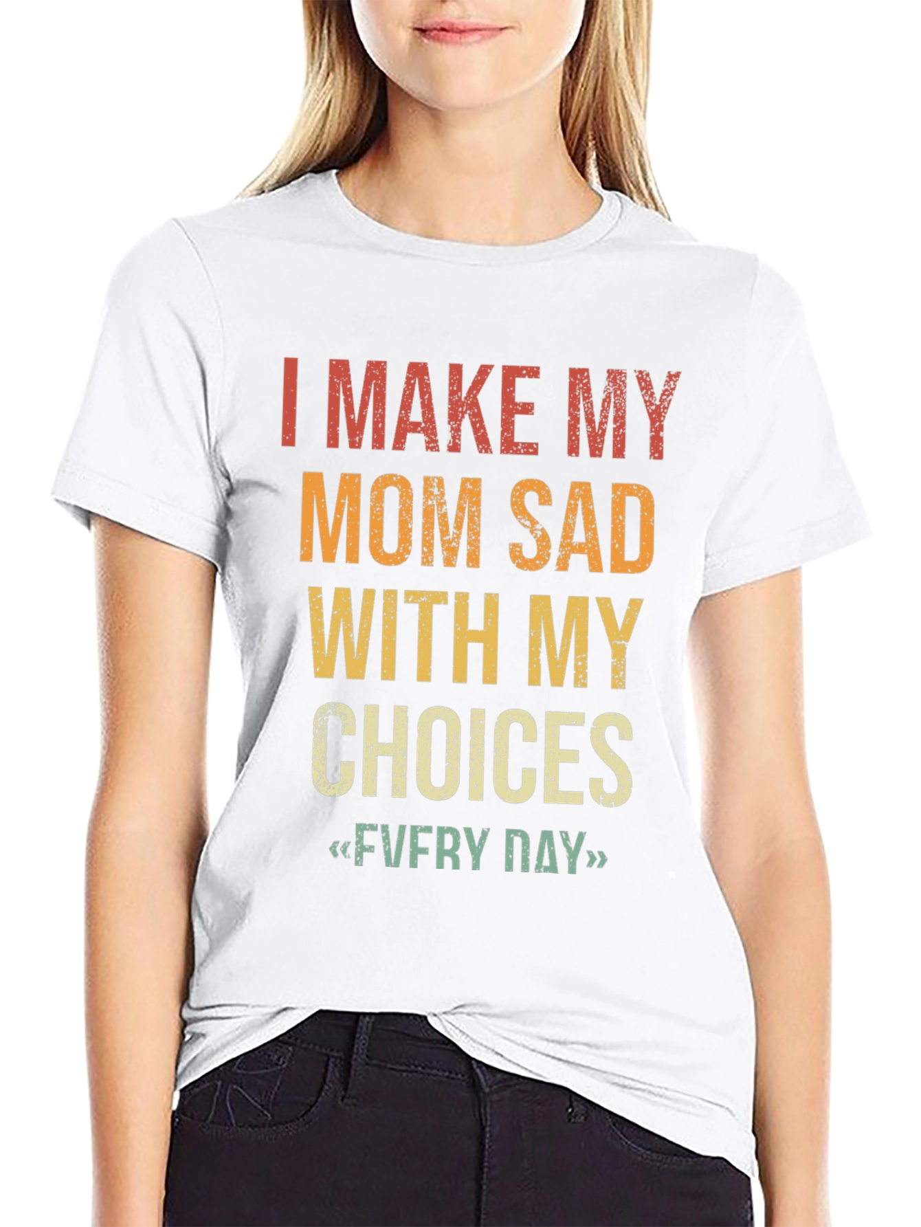 Black Funny "I Make My Mom Sad" Graphic T-Shirt view 9