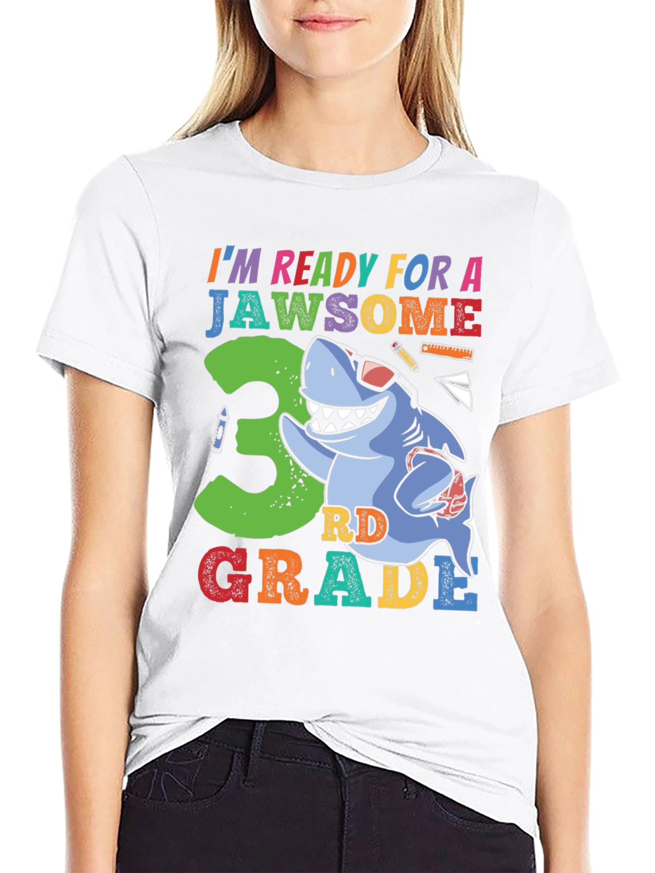 Black Jawsome 3rd Grade Shark T-Shirt view 9