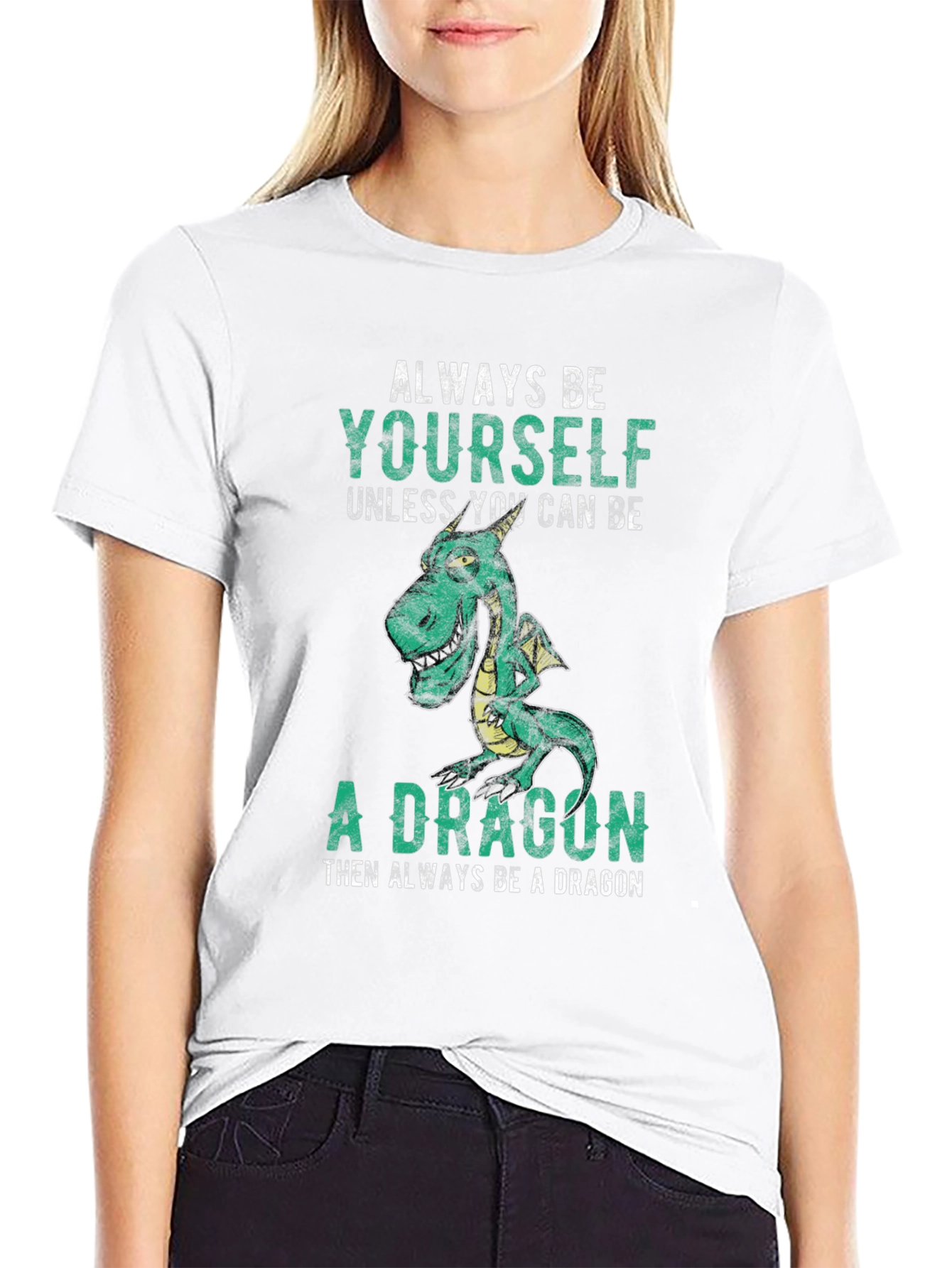 Black Always Be Yourself Dragon Graphic Tee view 9
