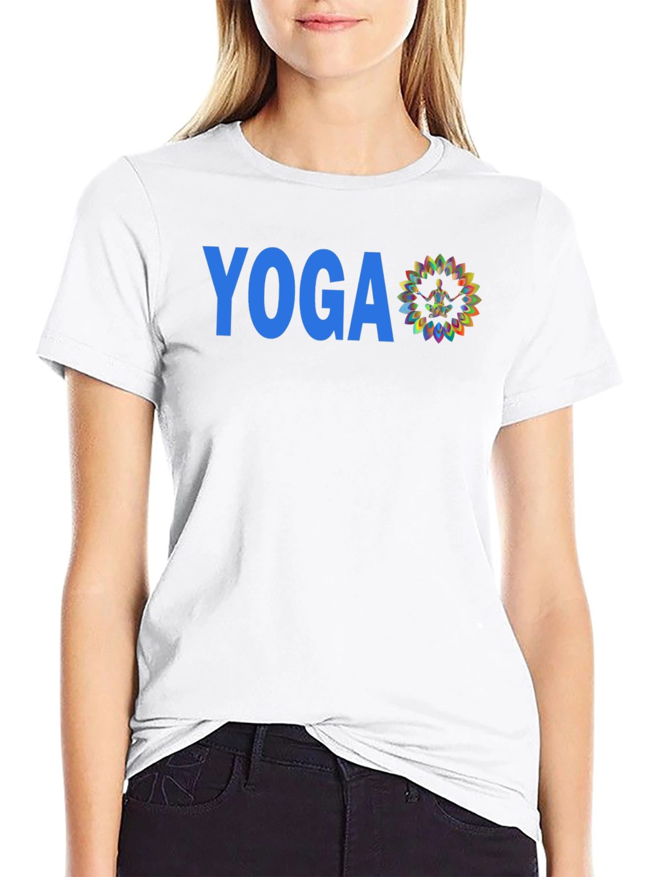 Black Yoga Graphic Tee - Men's Black Cotton T-Shirt view 9