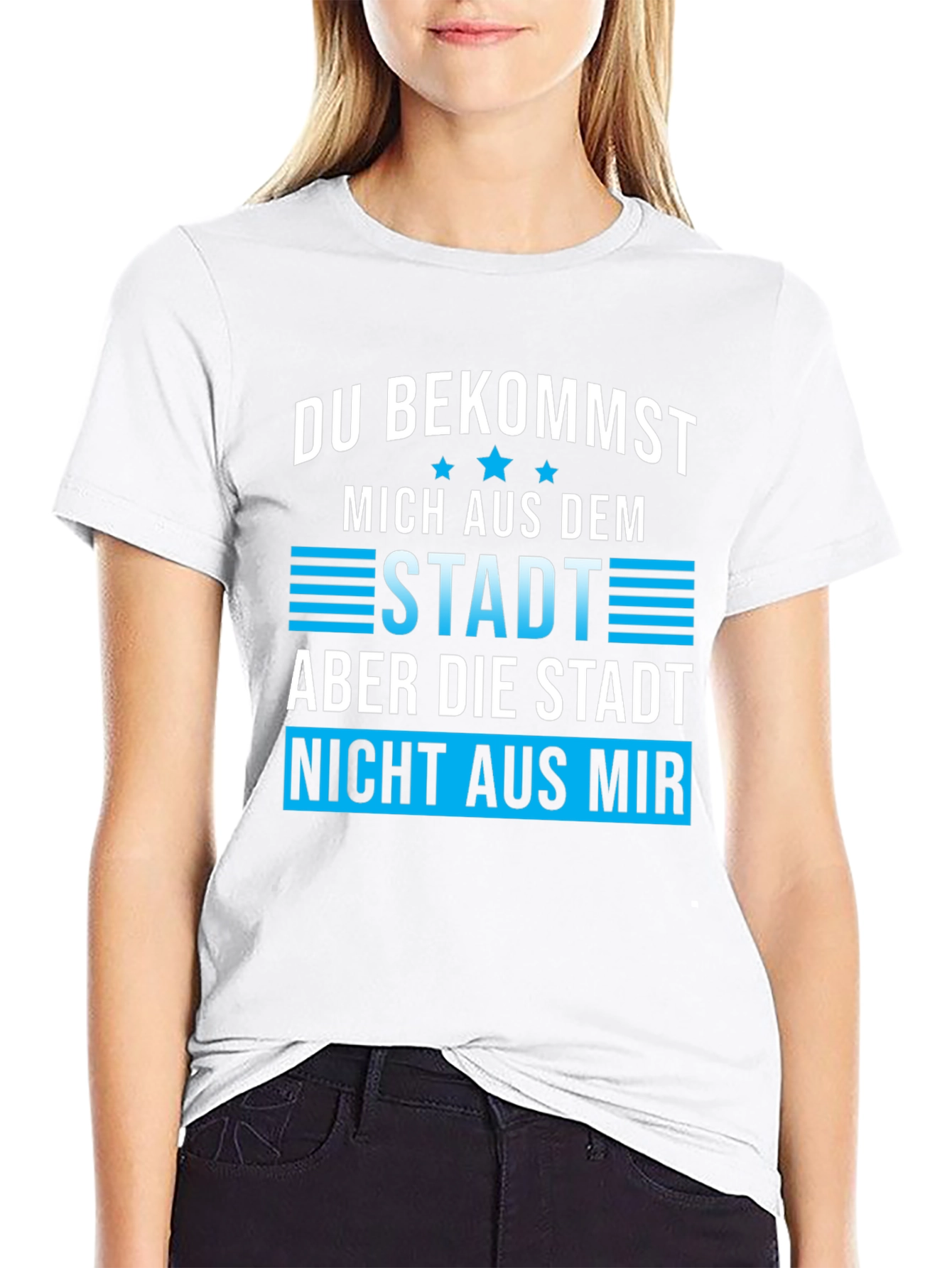 Black Funny 'Du Bekommst Mich Aus Dem Stadt' Graphic Tee view 9