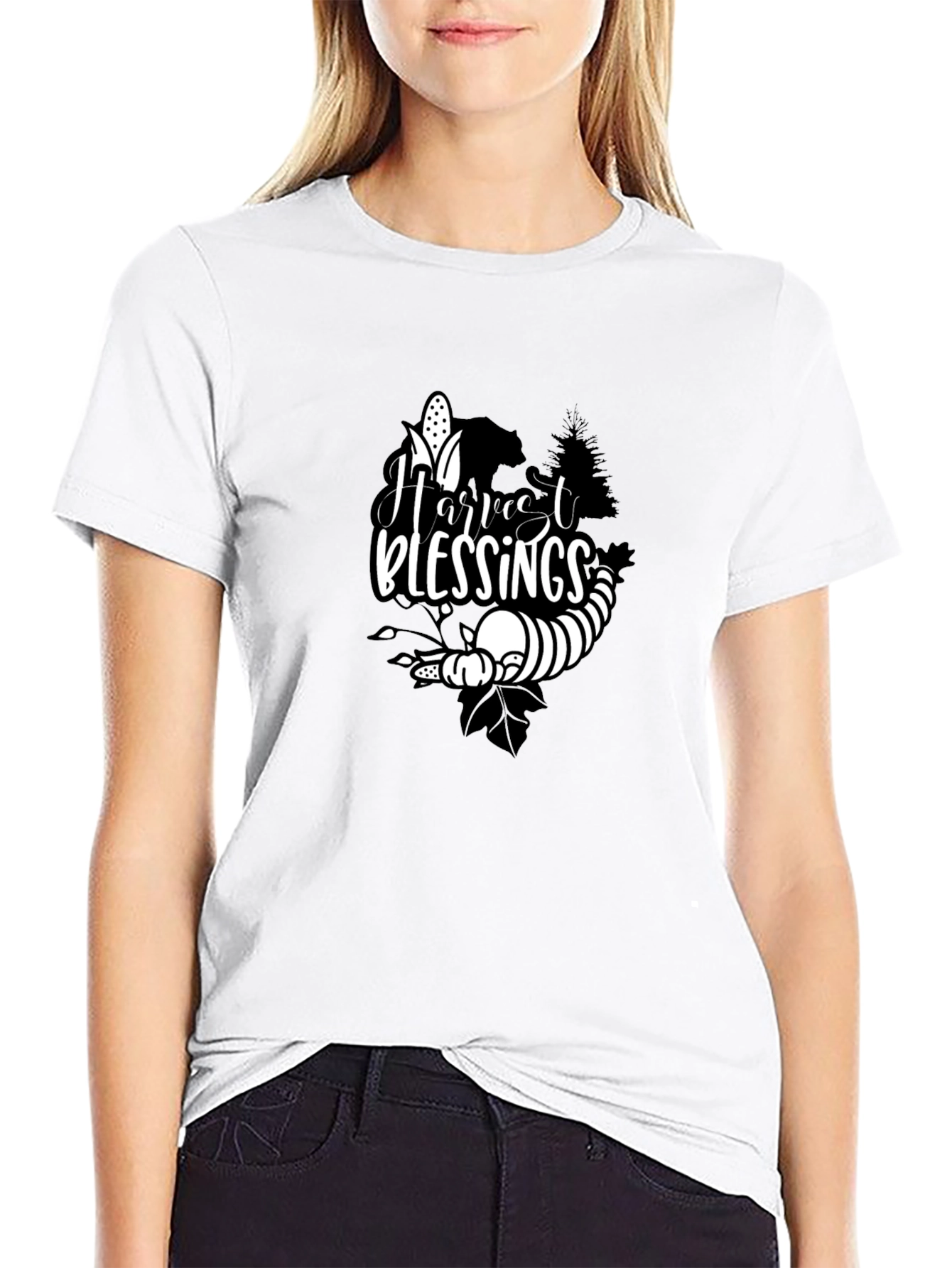Black Harvest Blessings Black T-Shirt view 9