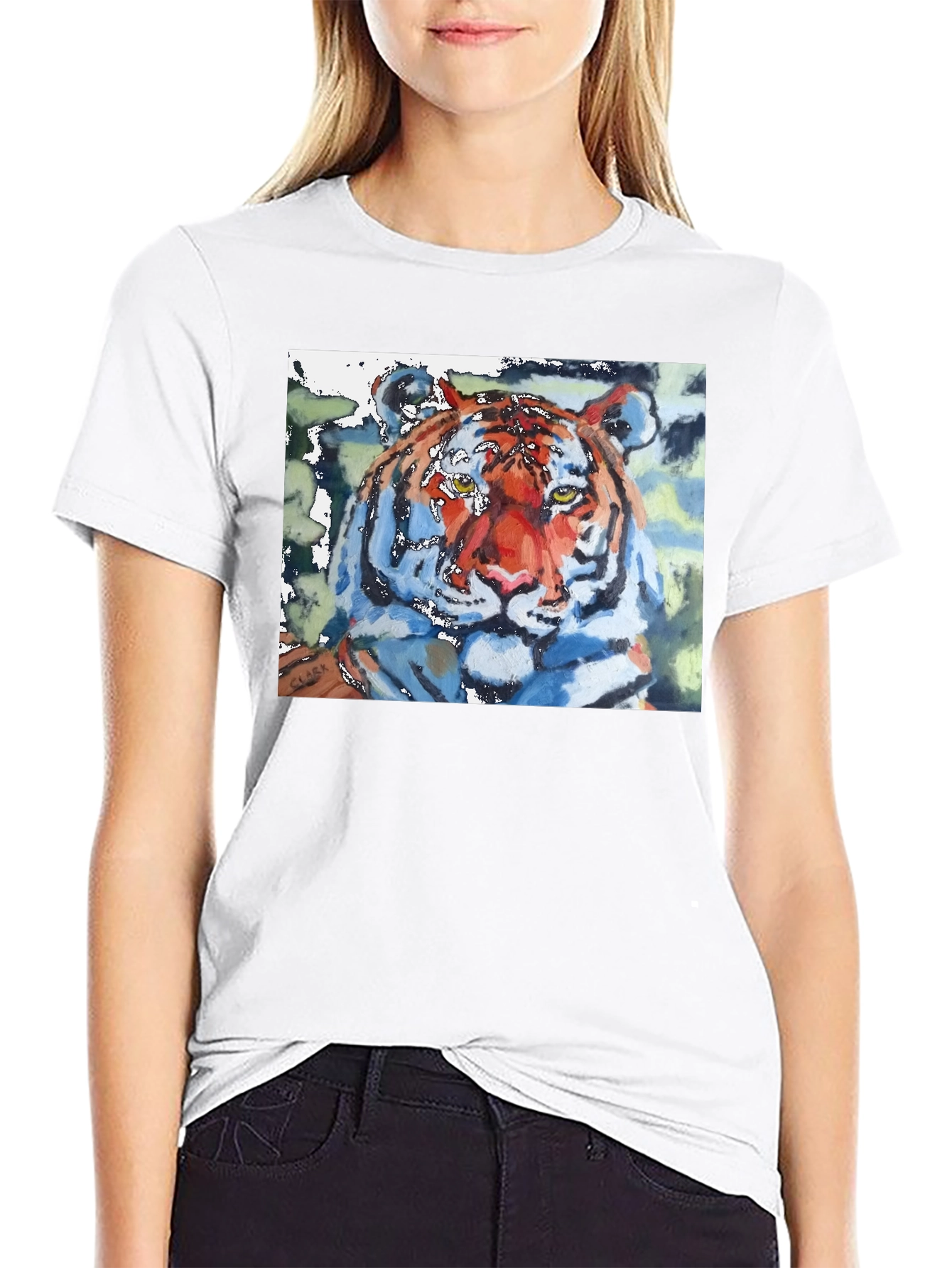 Black Tiger Watercolor Art Graphic T-Shirt view 9