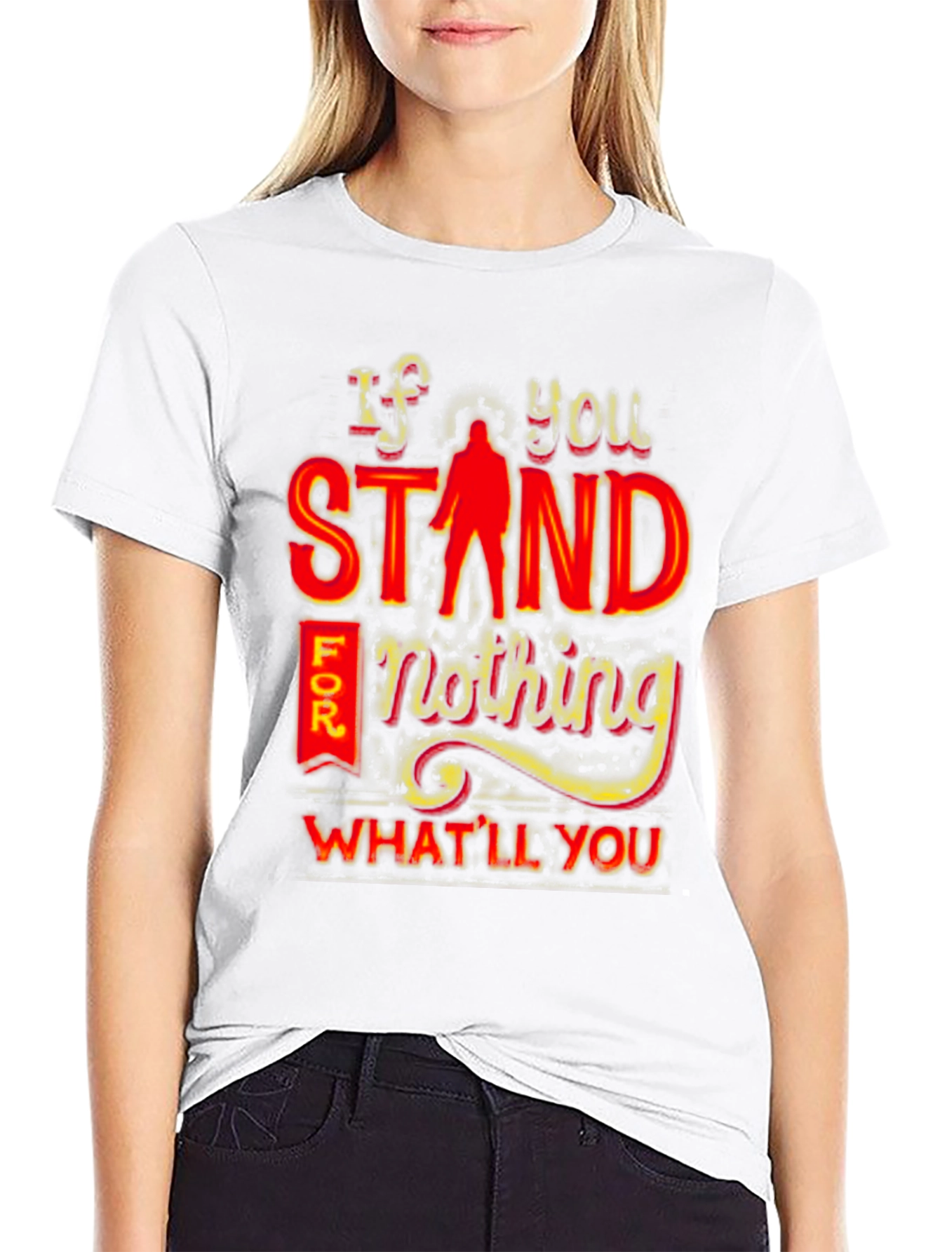 Black If You Stand For Nothing T-Shirt view 9