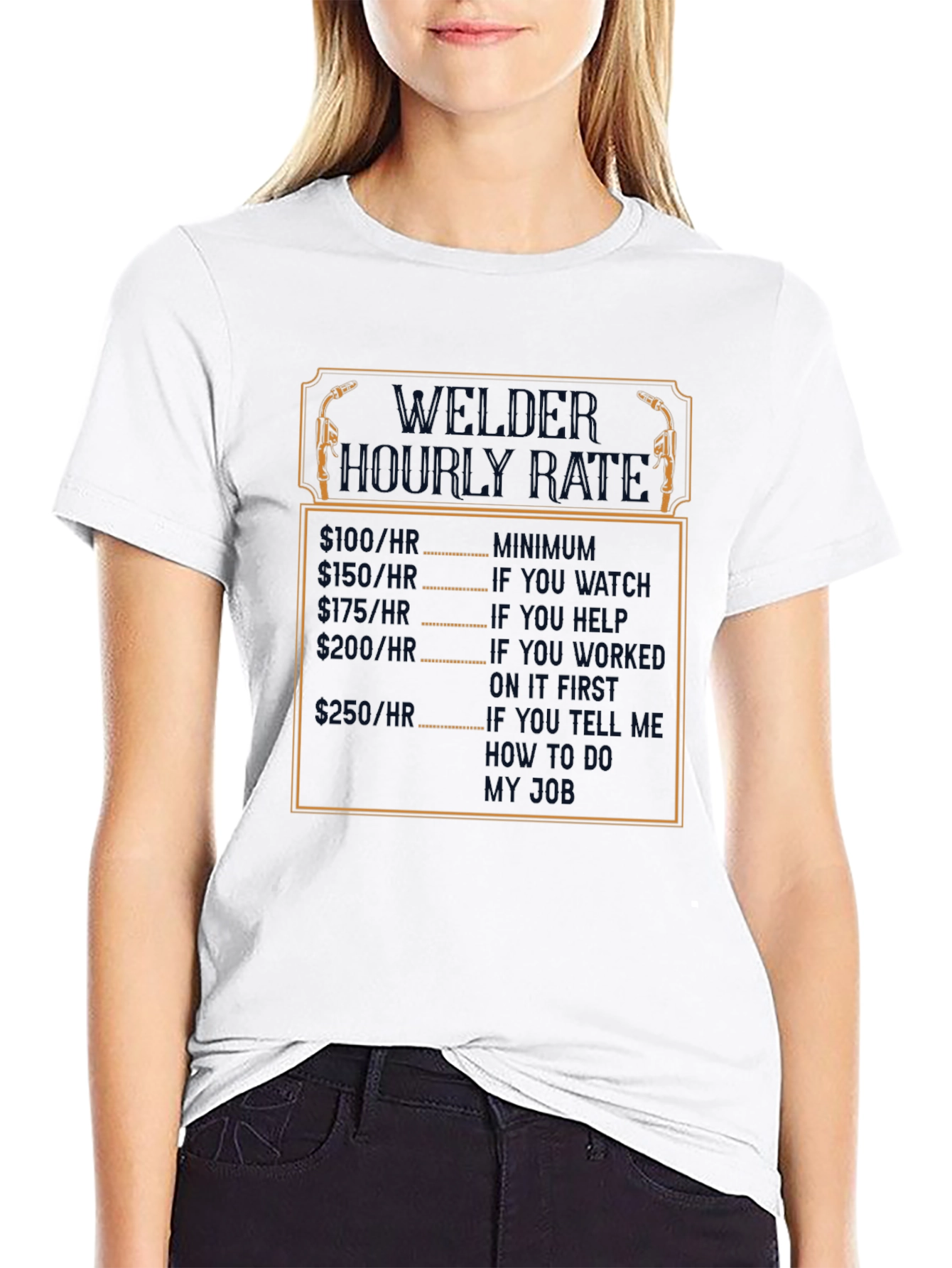 Black Welder Hourly Rate Funny Black T-Shirt view 9