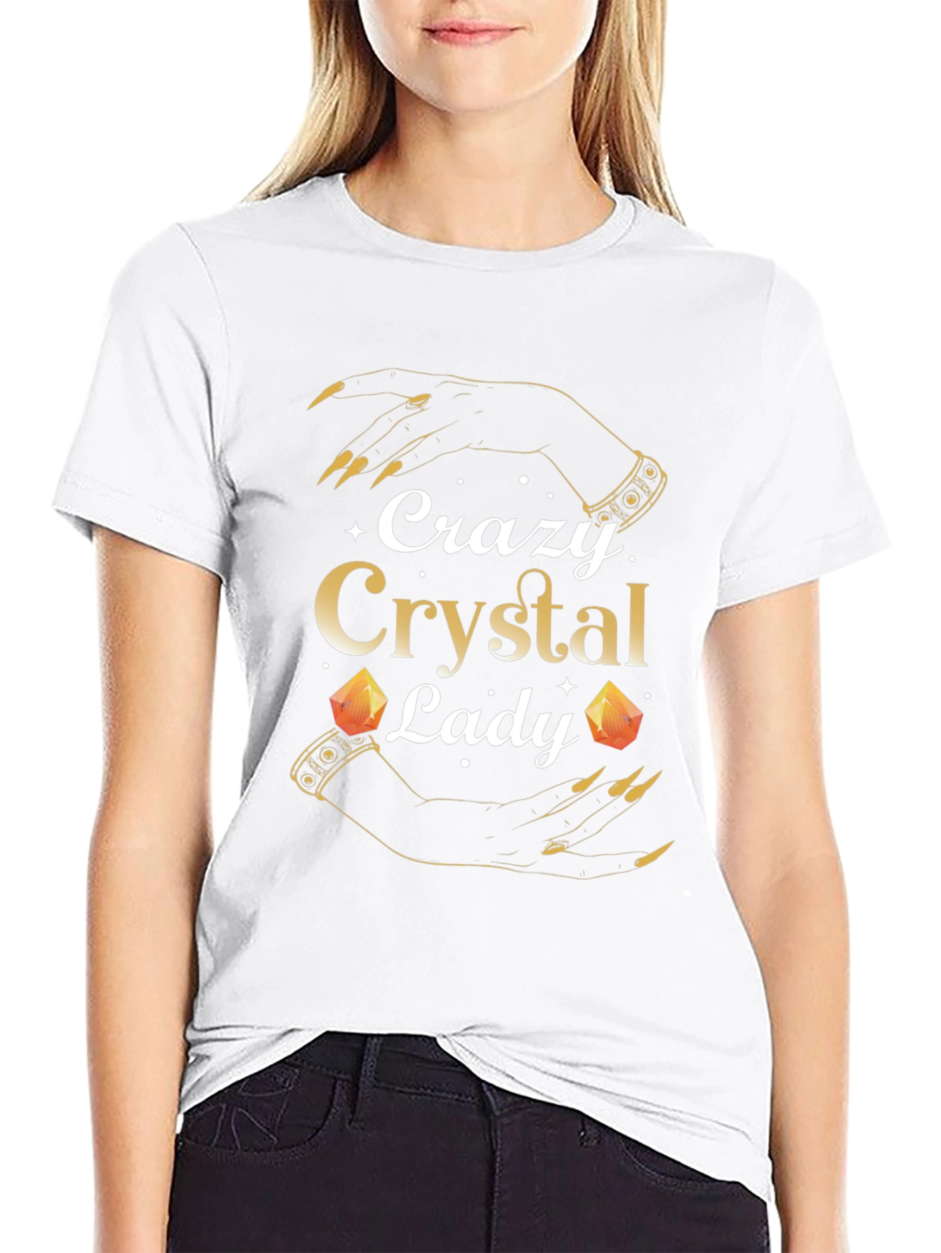Black Crazy Crystal Lady Graphic T-Shirt - Unique Design view 9