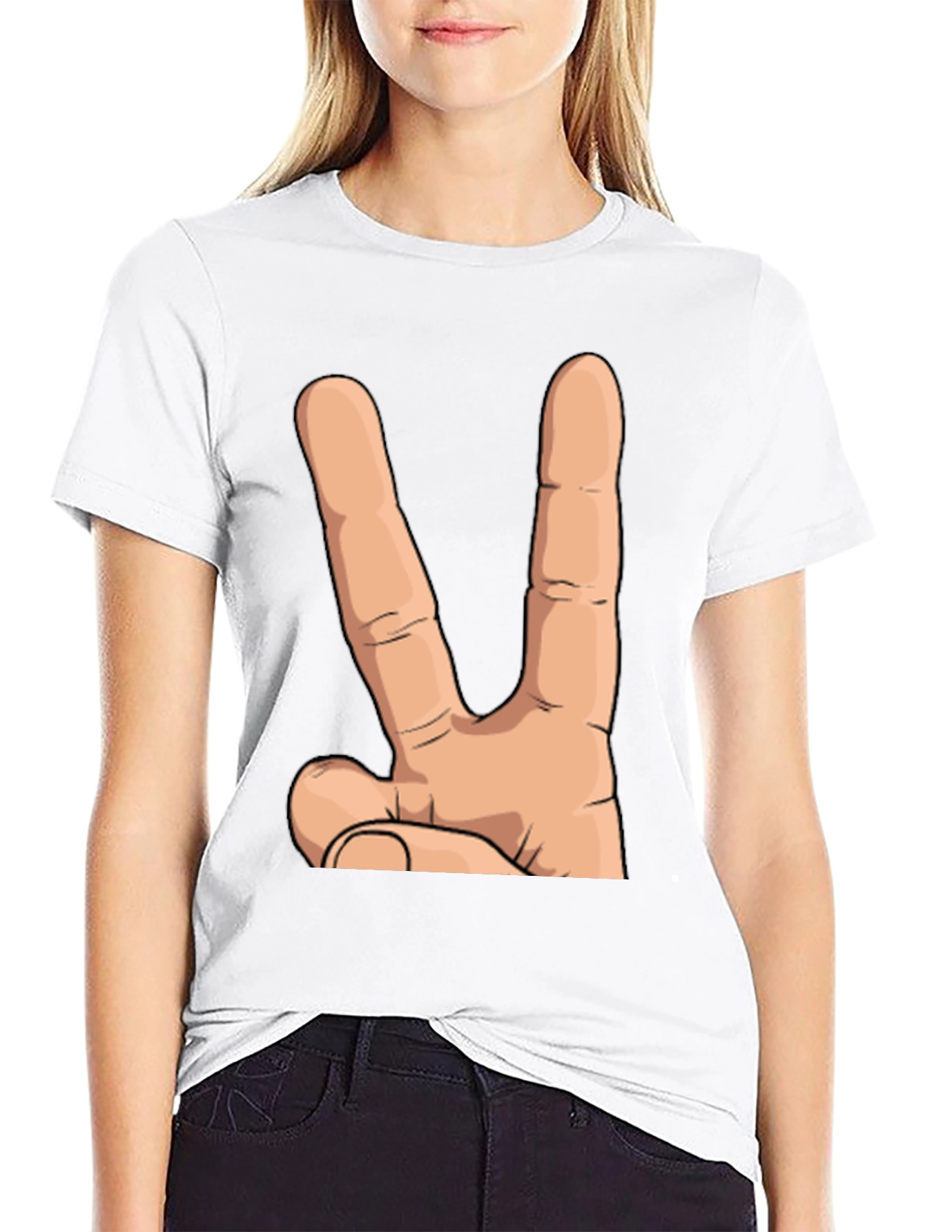 Black Peace Hand Sign Graphic T-Shirt - Unisex Cotton Tee view 9