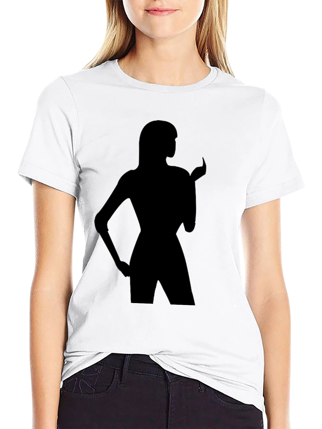 Black Silhouette Tee - Black T-Shirt with Figure Graphic view 9