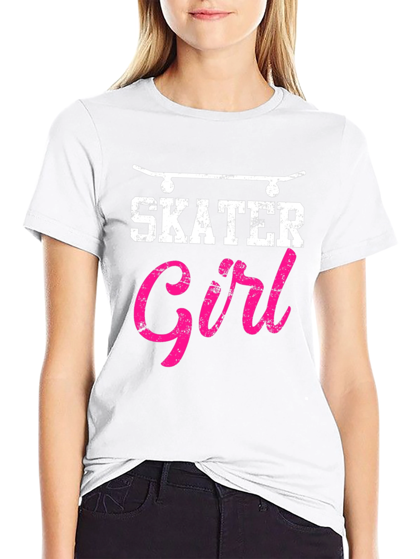Black Skater Girl Graphic T-Shirt - Cool Skateboarding Tee view 9