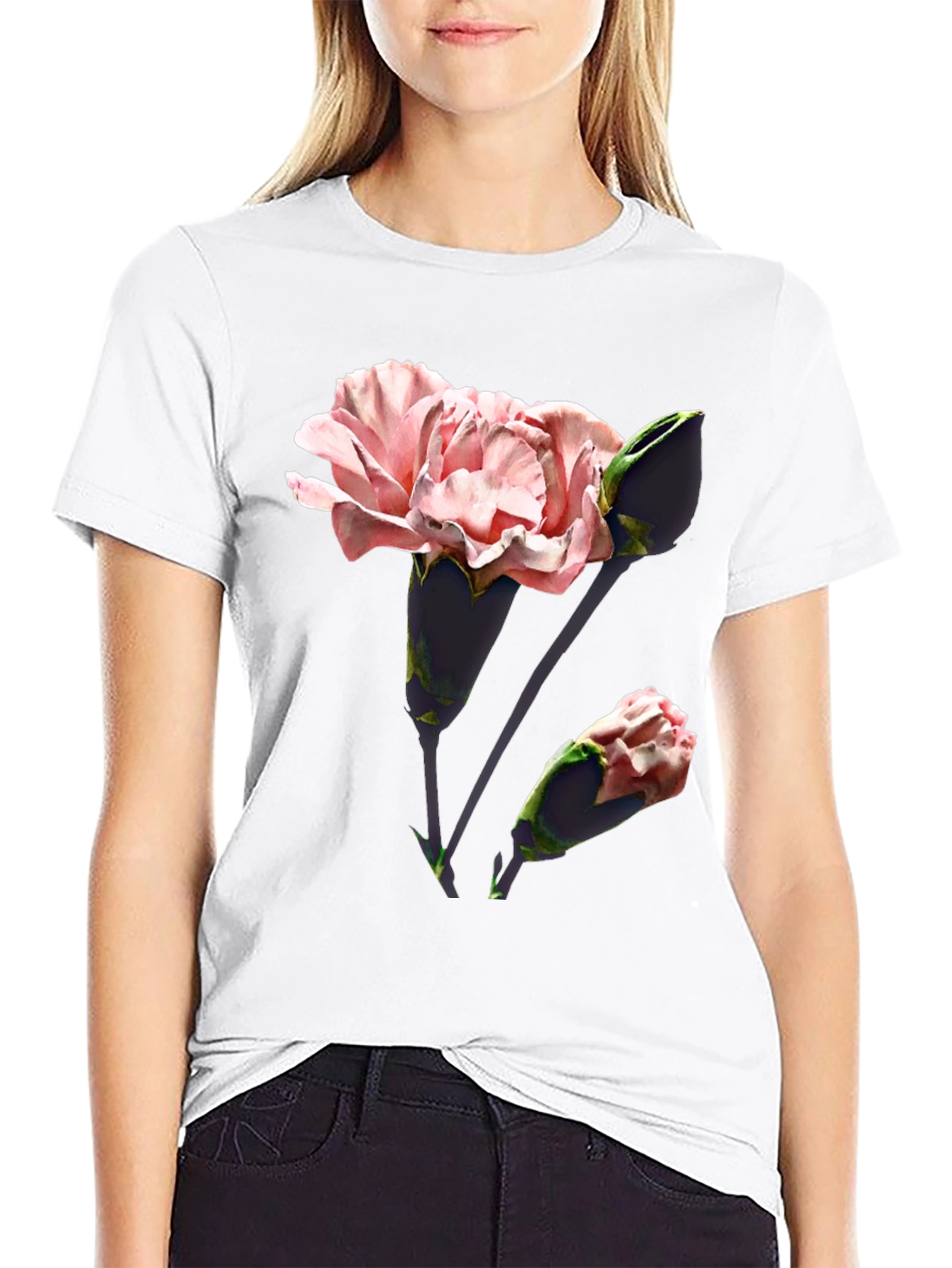 Black Floral Print T-Shirt - Stylish & Comfortable view 9