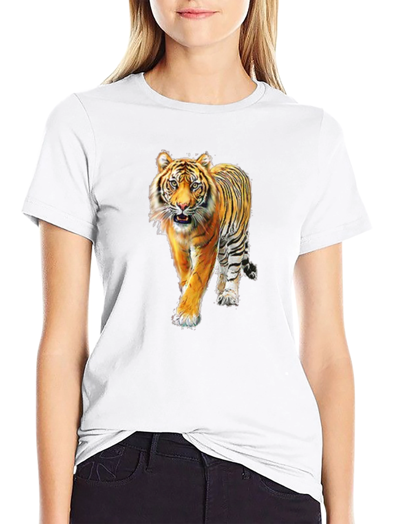 Black Tiger Graphic Print Black T-Shirt view 9