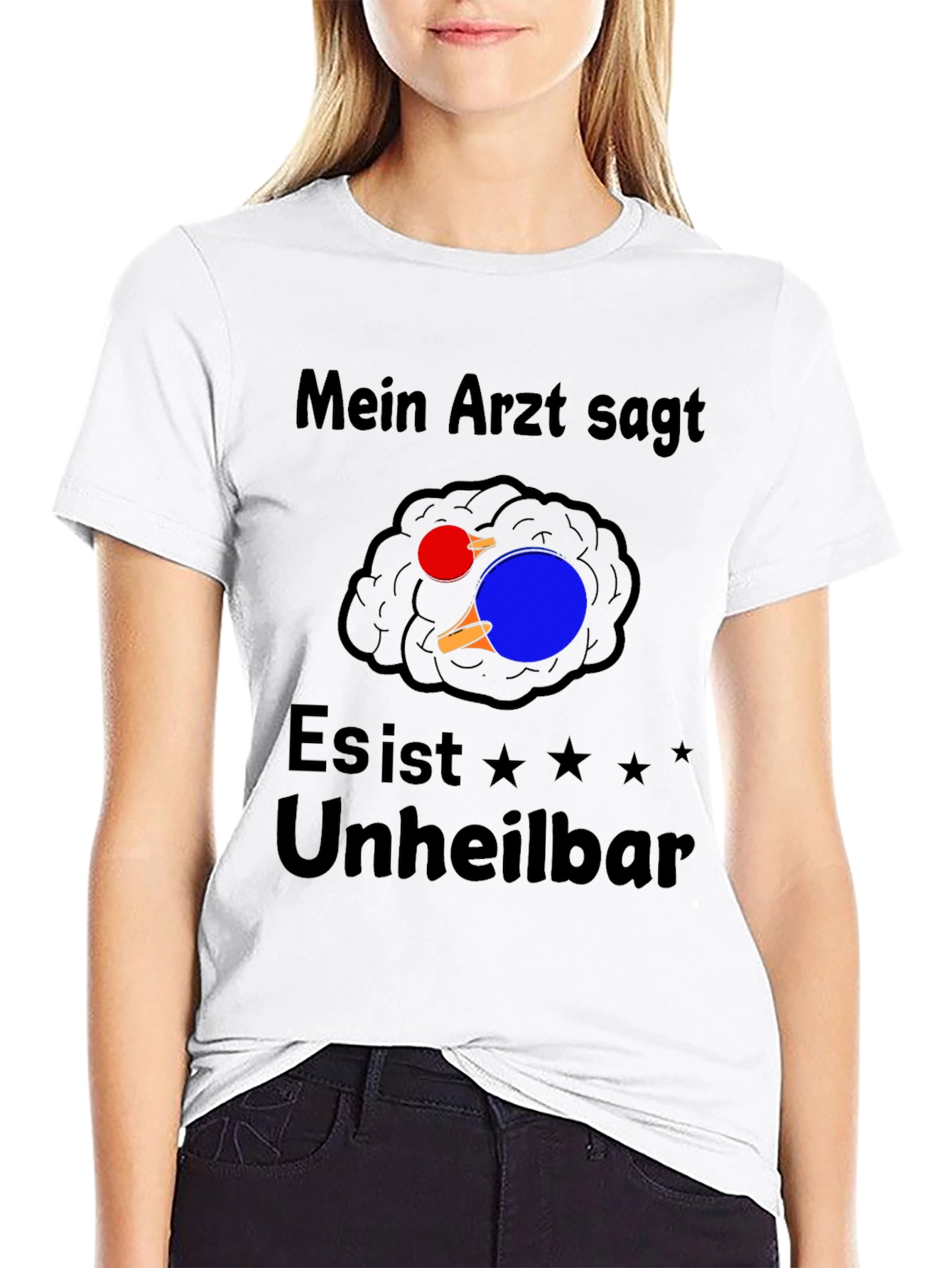Black Funny Ping Pong Brain T-Shirt - Mein Arzt Sagt... view 9