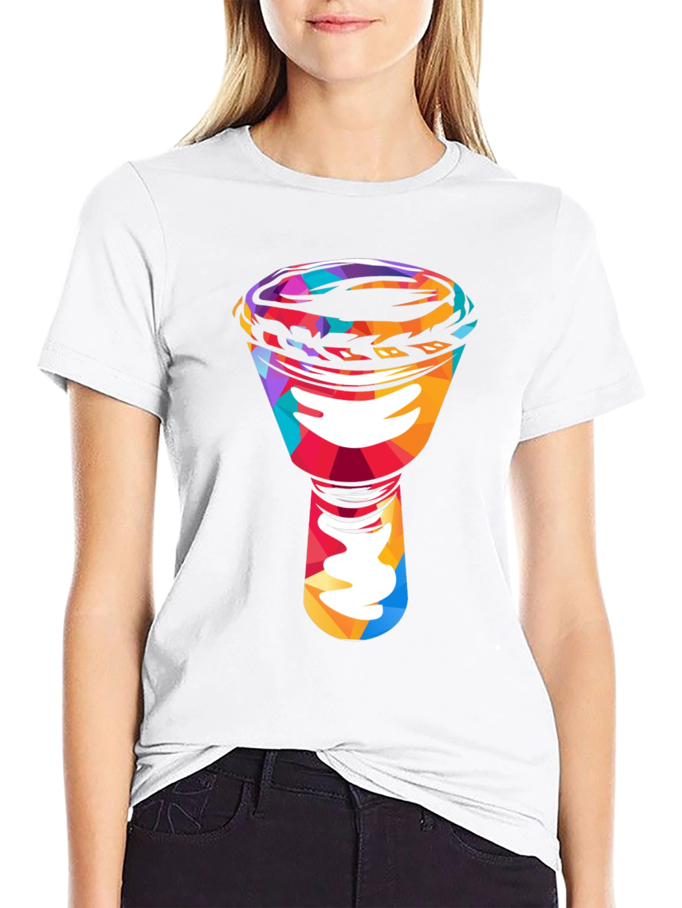 Black Colorful Darbuka Drum Graphic T-Shirt view 9