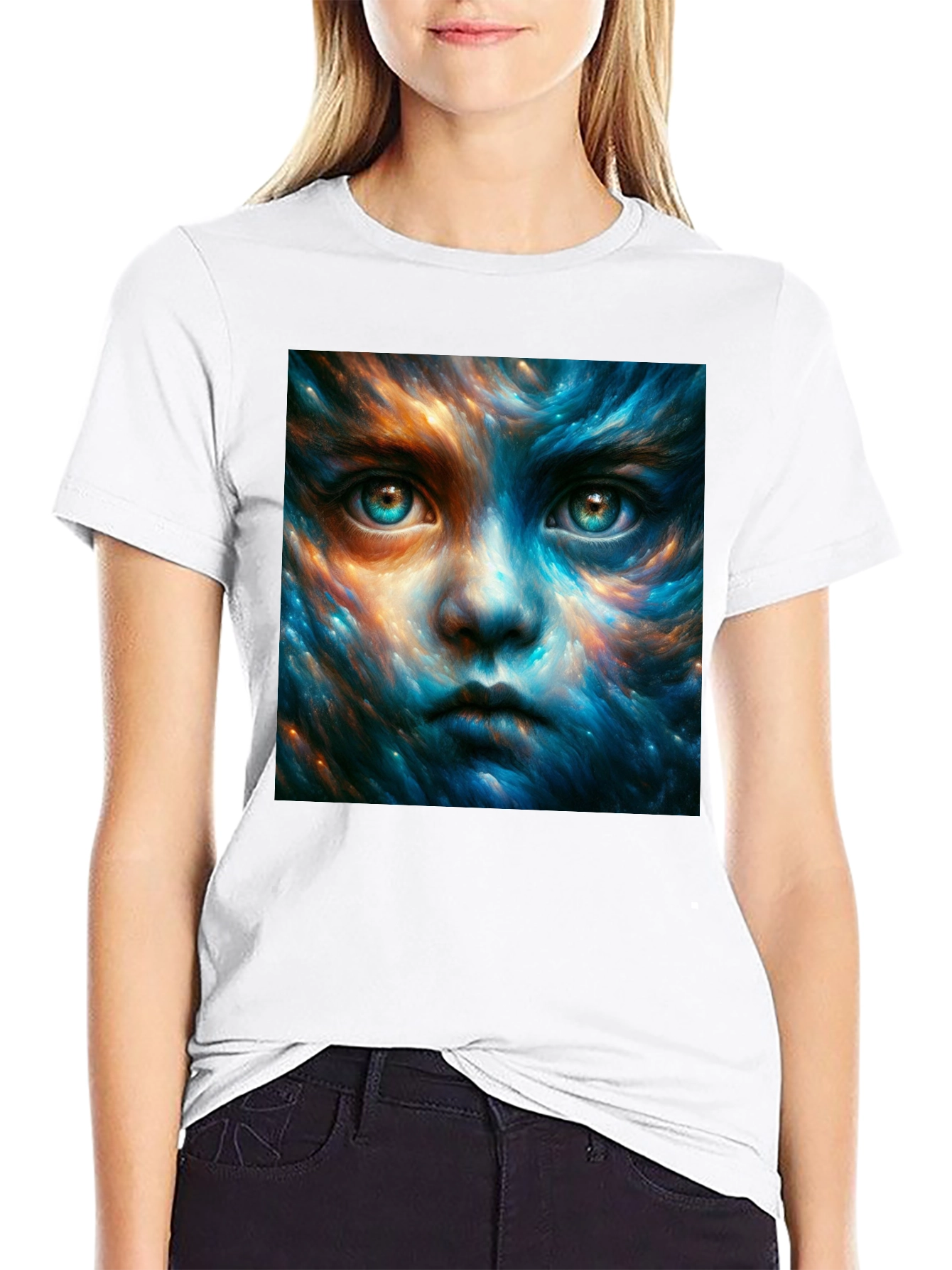 Black Mystic Face Graphic Black T-Shirt view 9