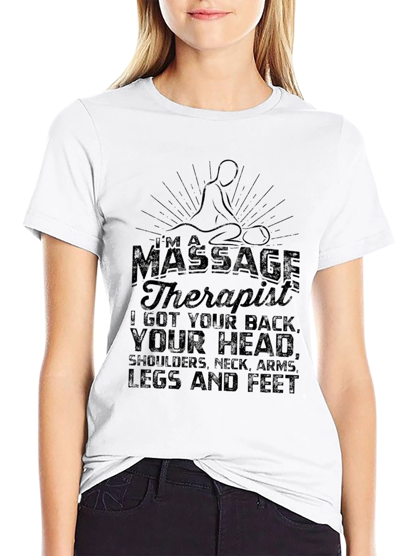 Black Massage Therapist Graphic T-Shirt - I Got Your Back view 9