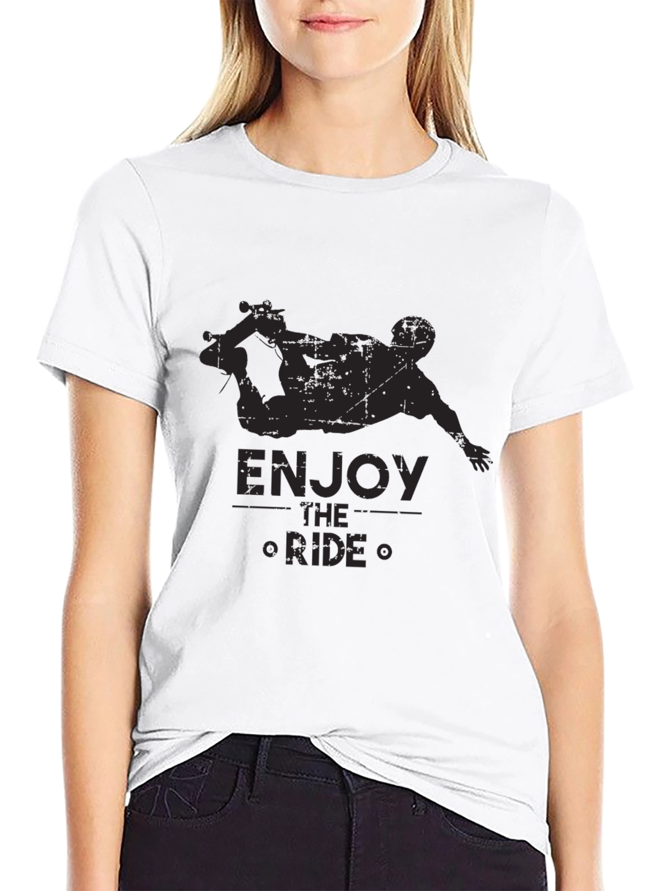 Black Enjoy the Ride Skateboarder Graphic Tee view 9