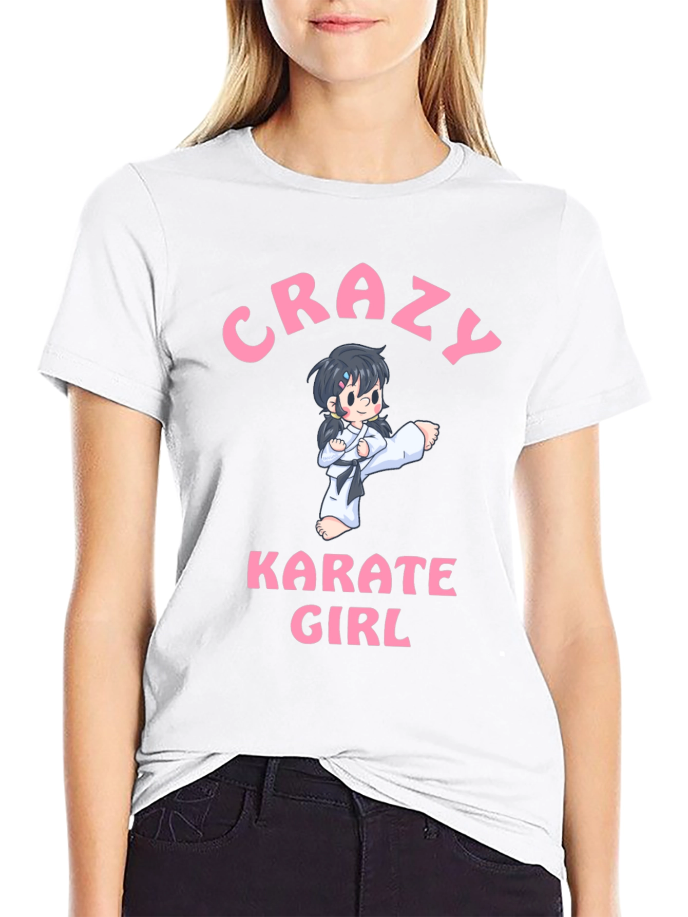 Black Crazy Karate Girl Black T-Shirt view 9