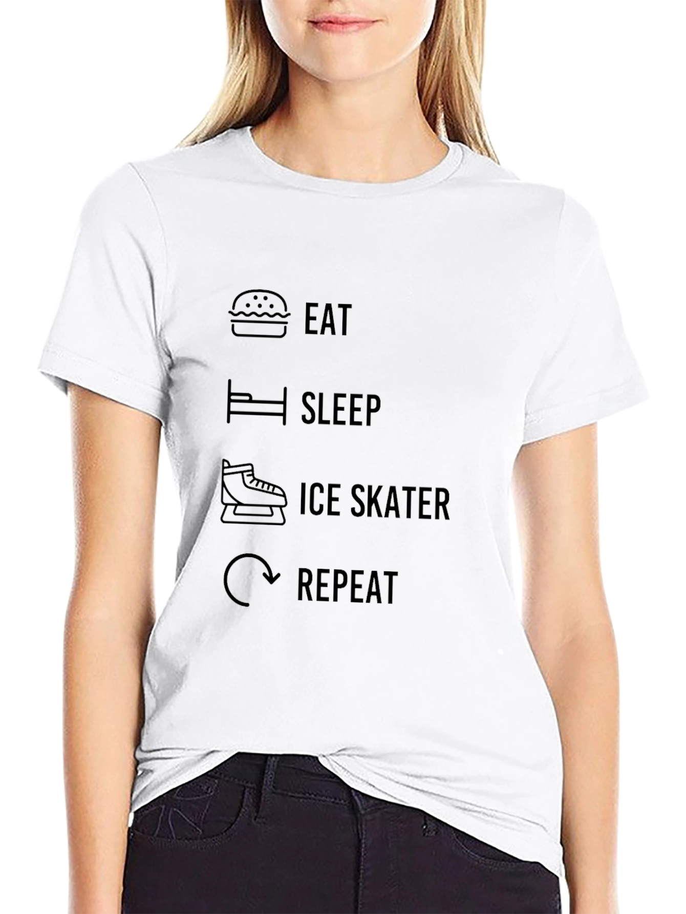 Black Eat Sleep Ice Skater Repeat T-Shirt view 9