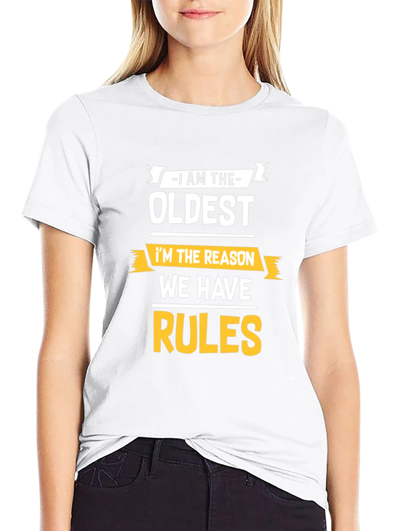 Black I'm The Oldest Rules Funny T-Shirt view 9