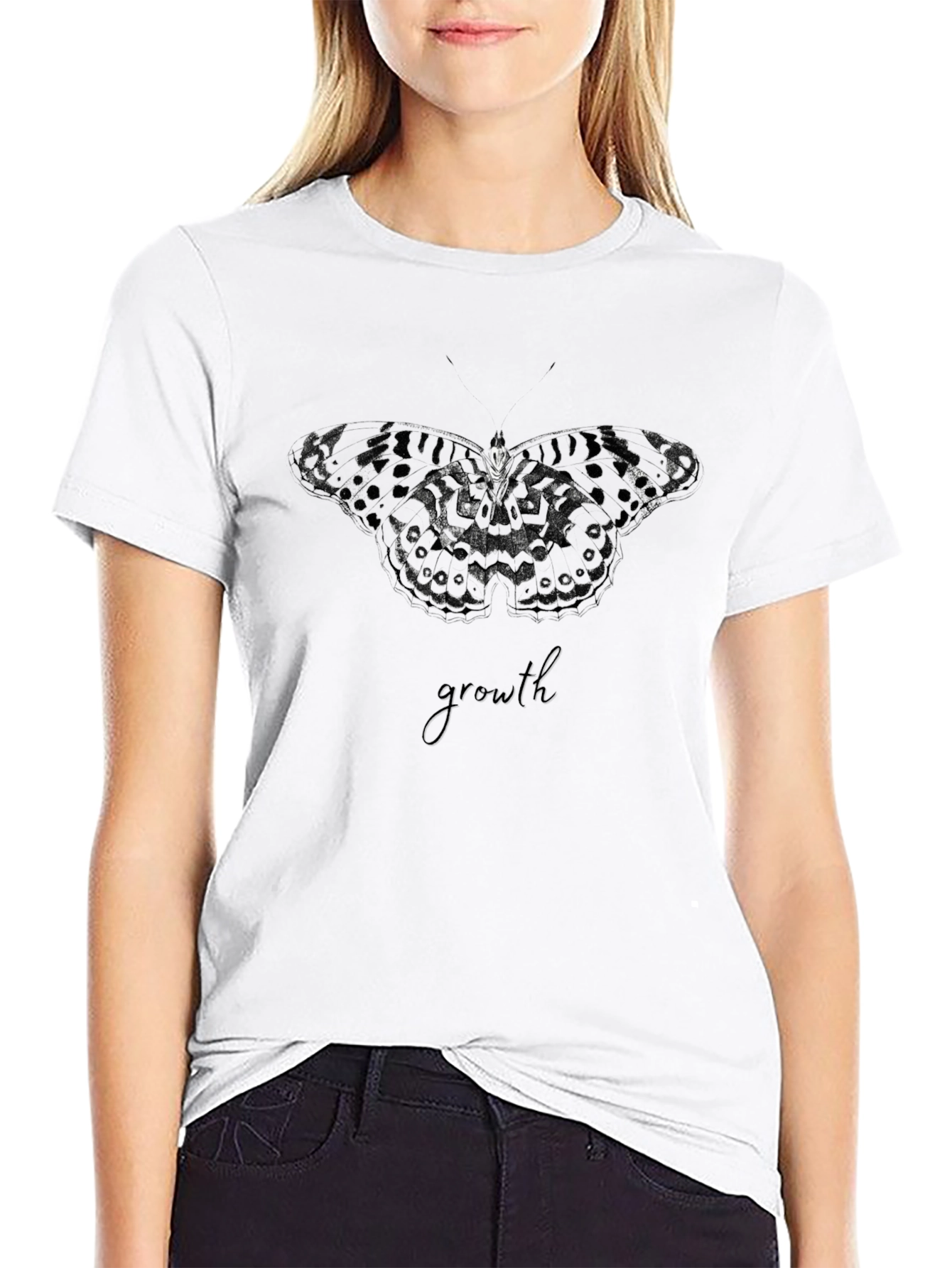 Black Growth Butterfly Black T-Shirt view 9