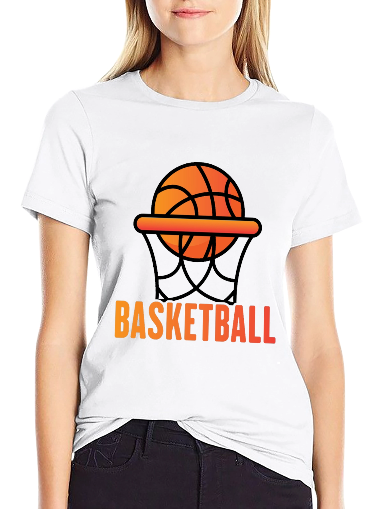 Black Basketball Graphic Tee - Black Cotton T-Shirt view 9