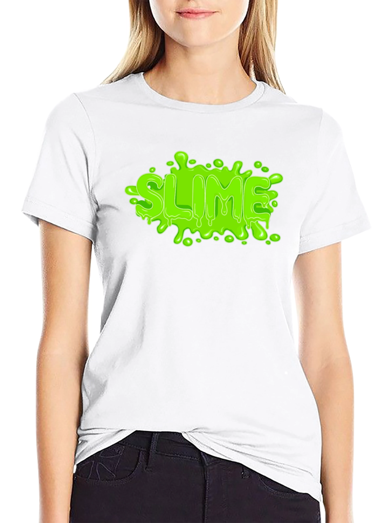 Black Green Slime Graphic Black T-Shirt view 9