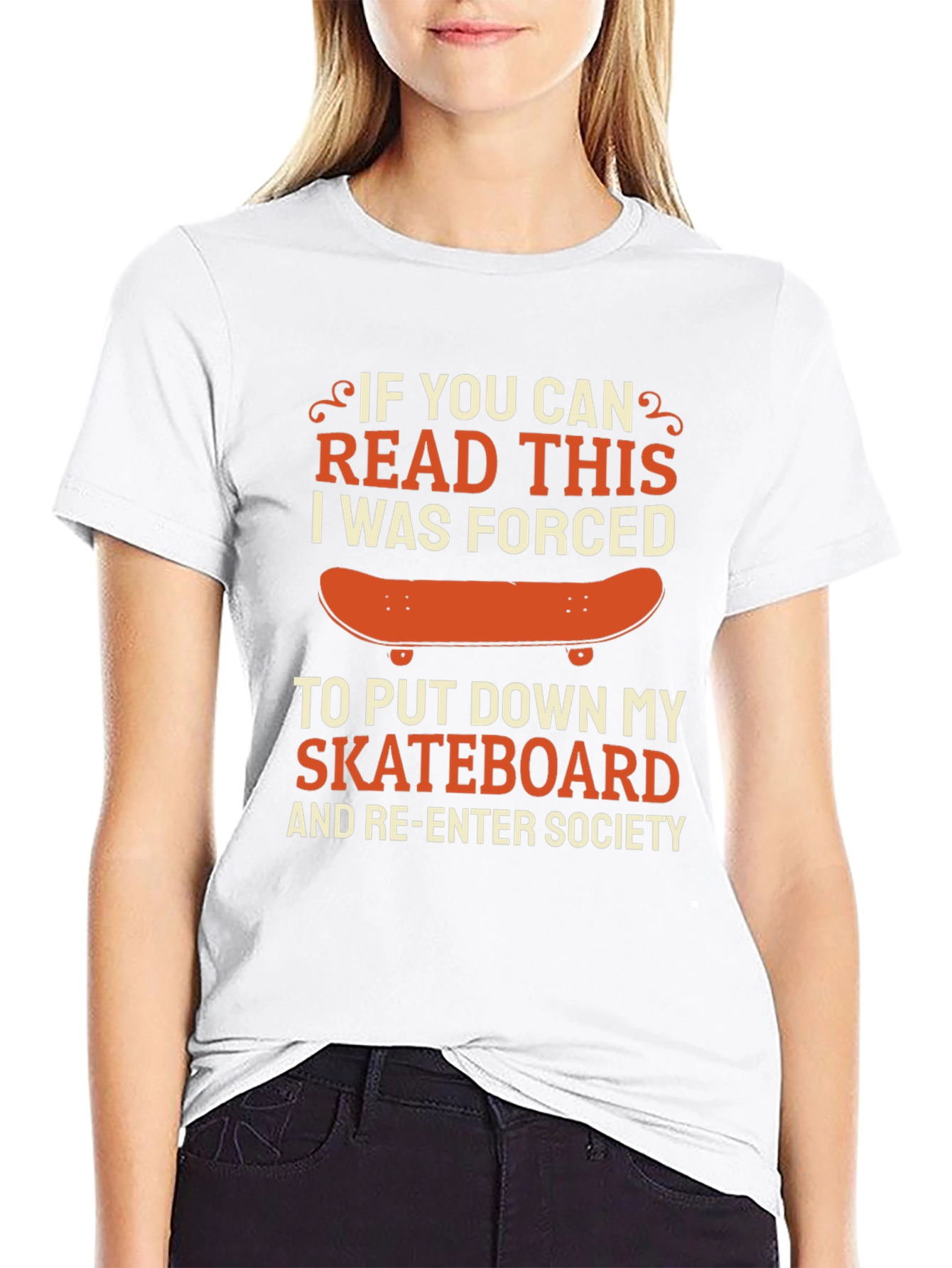 Black Funny Skateboarder T-Shirt: If You Can Read This view 9