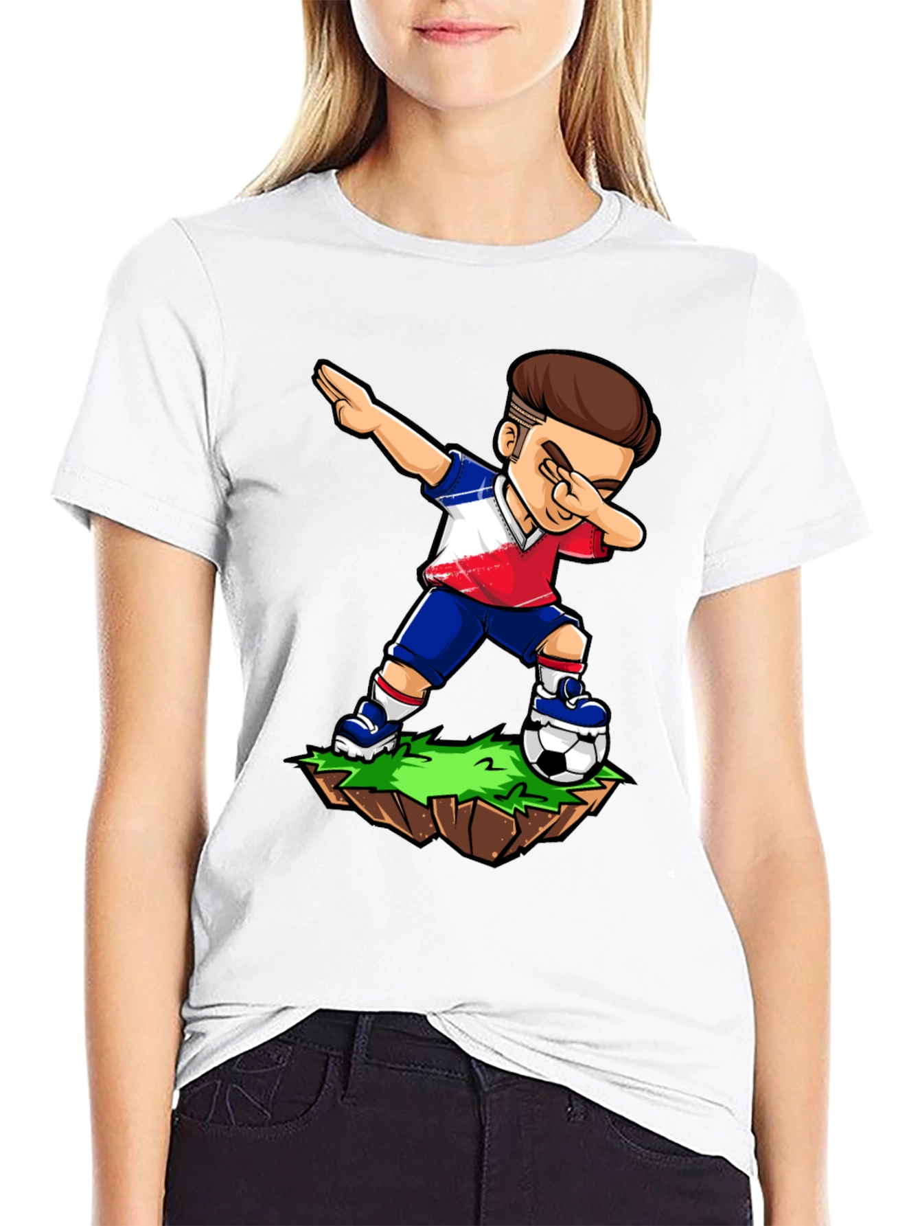 Black Dabbing Soccer Player Graphic Tee view 9