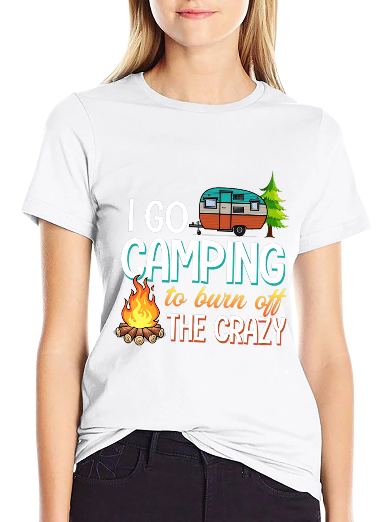 Black Camping T-Shirt: Burn Off The Crazy view 9