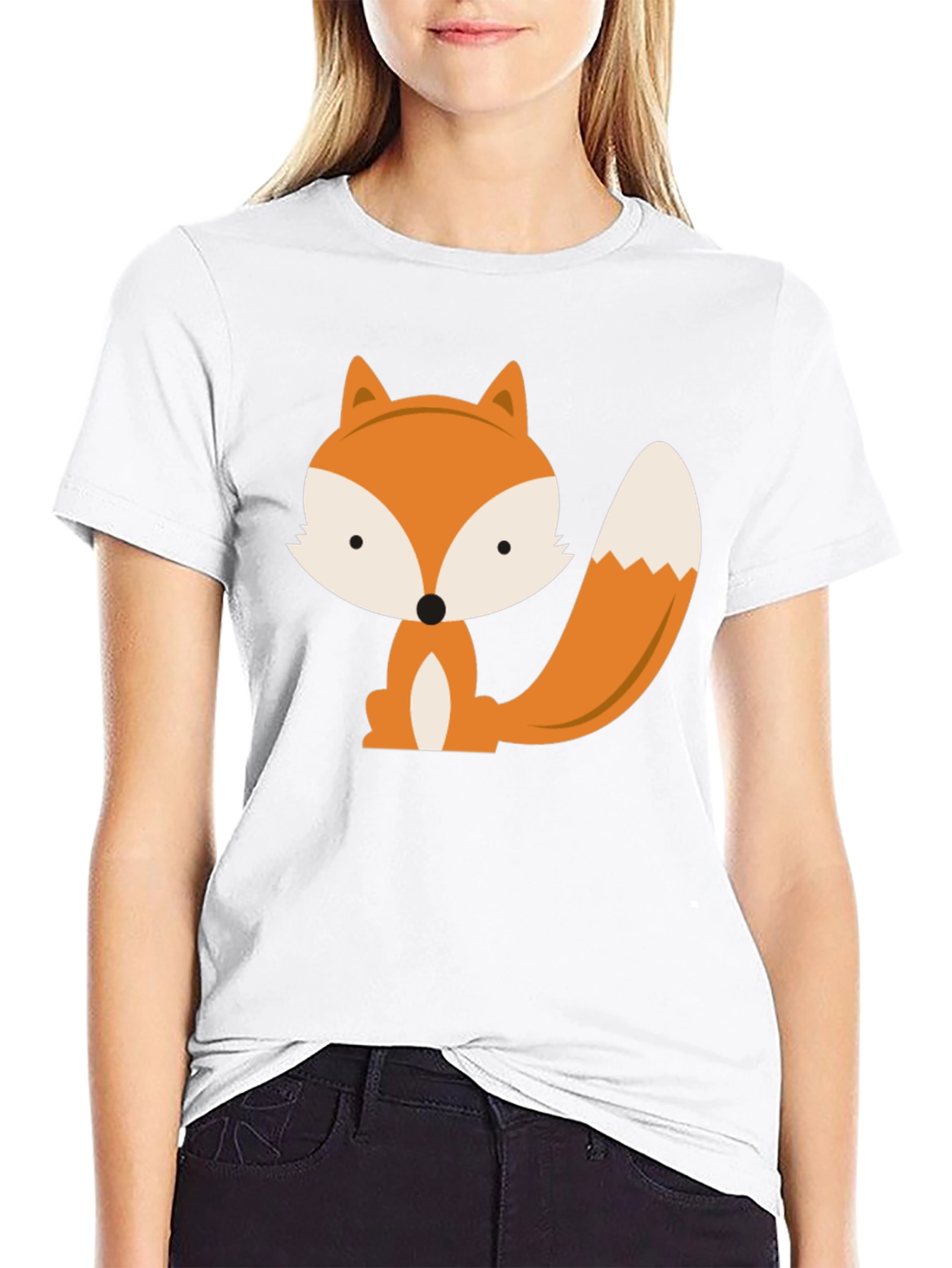Black Cute Fox Graphic Tee - Black Unisex T-Shirt view 9