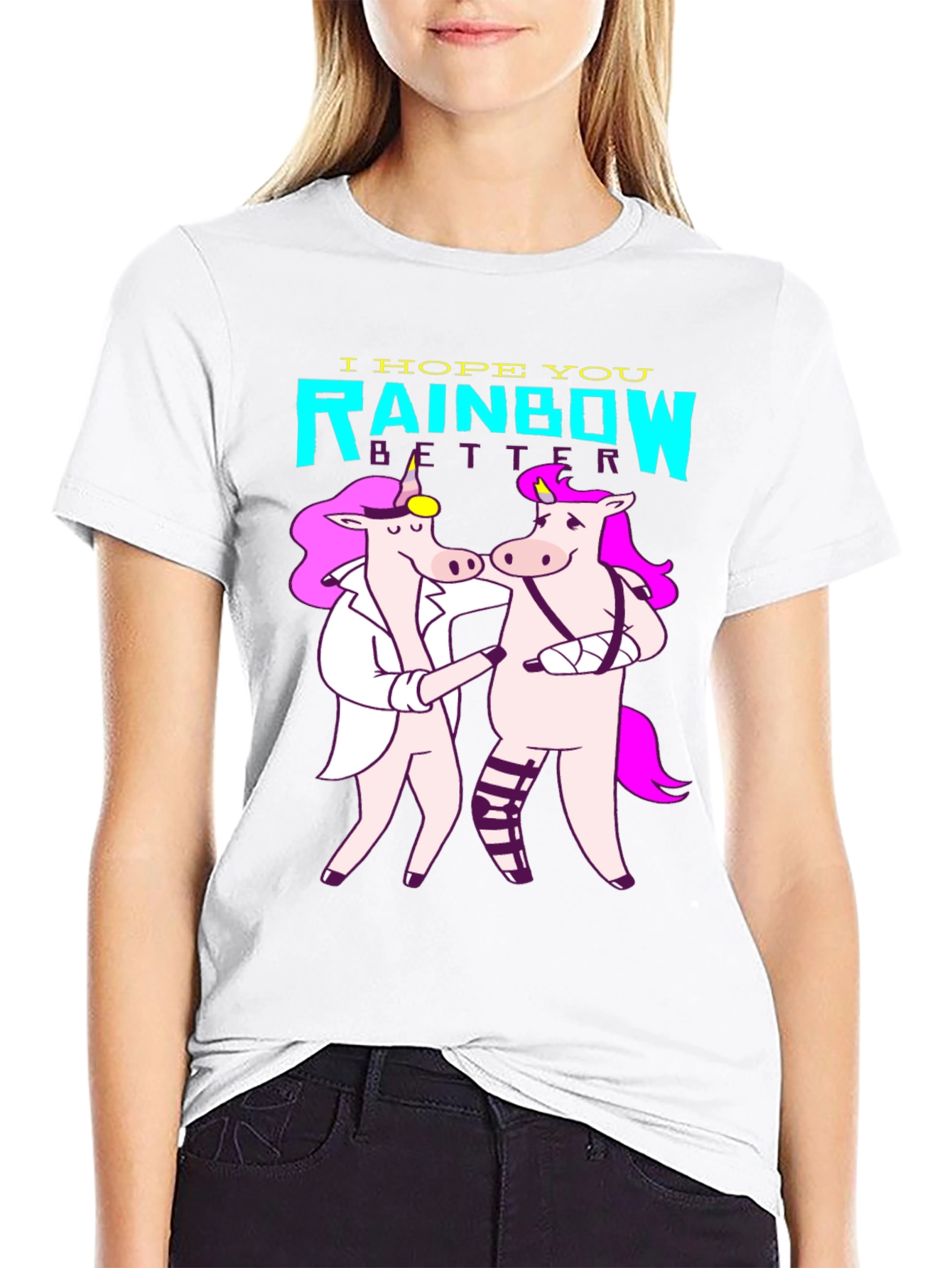 Black Unicorn Rainbow Get Well T-Shirt view 9