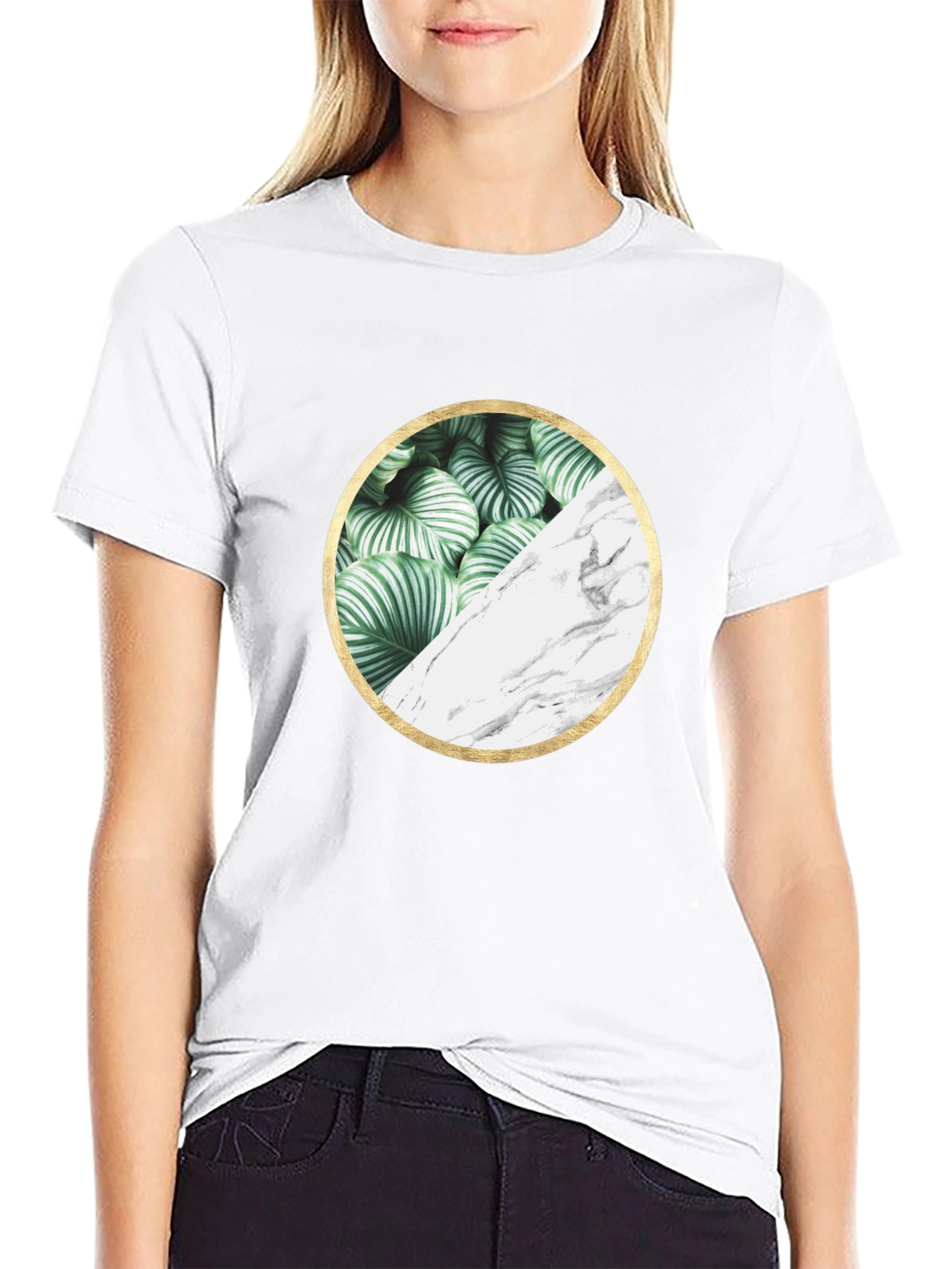 Nature Marble Circle Graphic Black Tee - 9