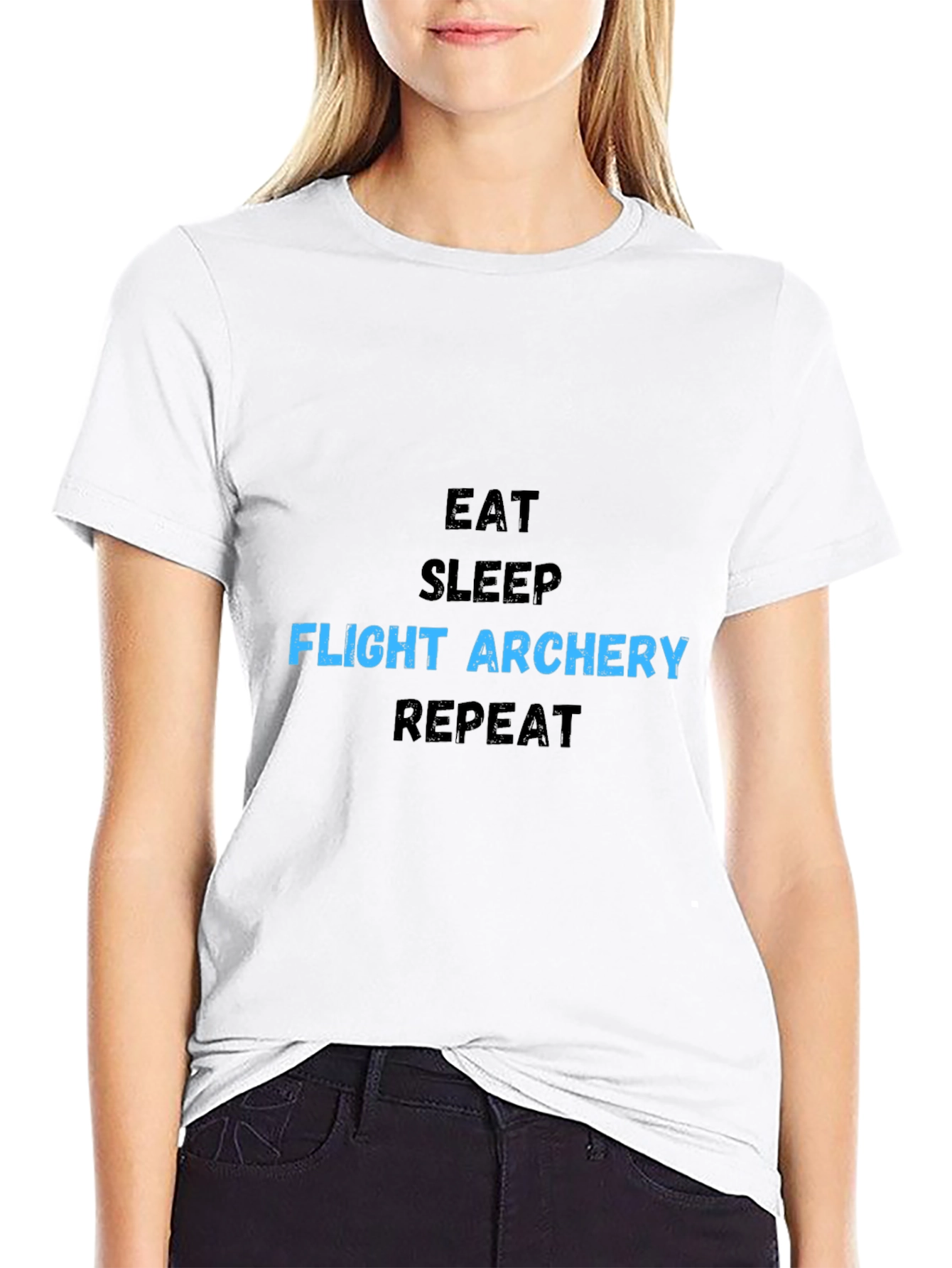 Black Eat Sleep Flight Archery Repeat Black T-Shirt view 9