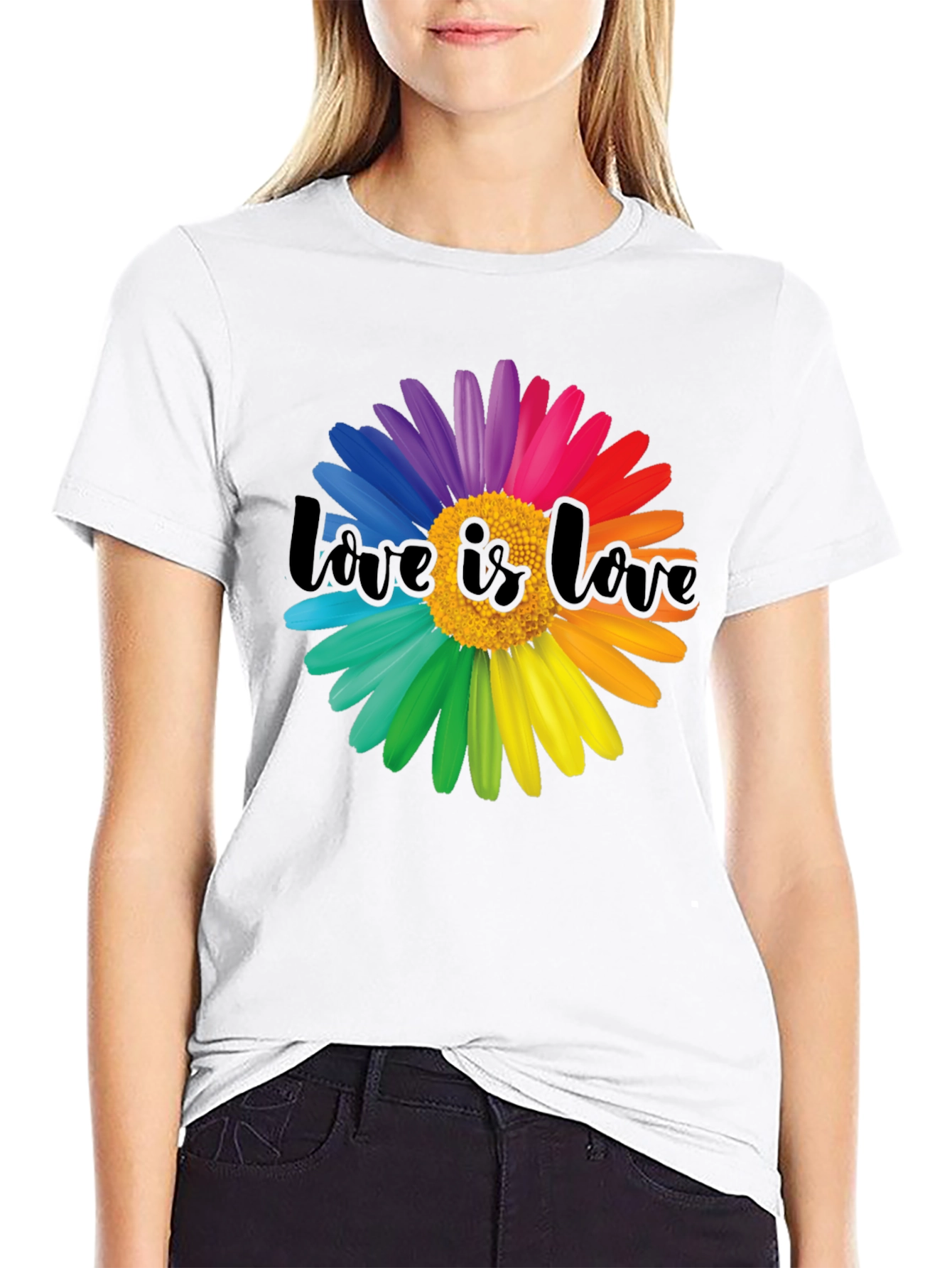 Black Love is Love Rainbow Flower Graphic Tee view 9