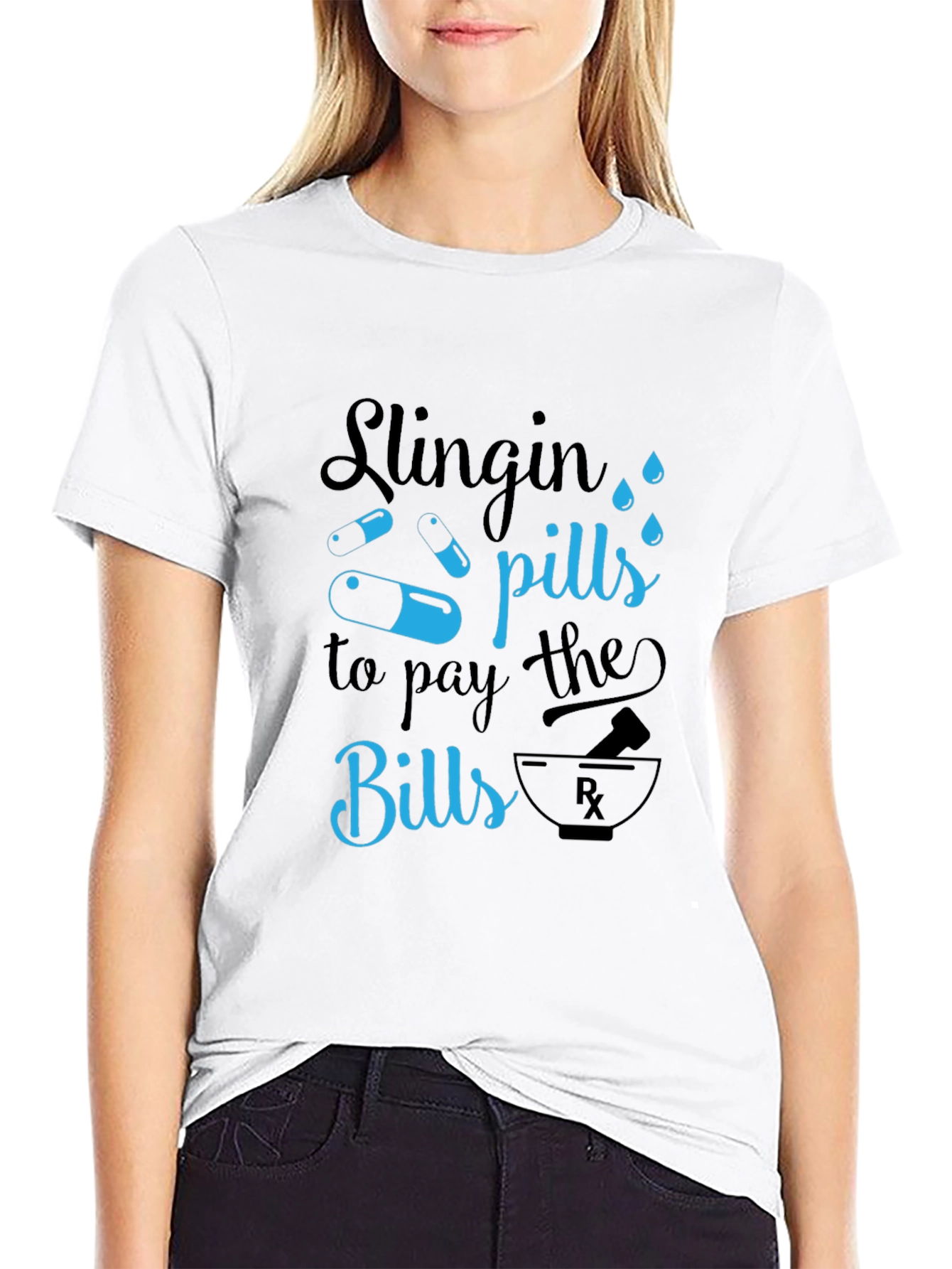 Black Slingin' Pills Graphic T-Shirt - Funny Pharmacy Tee view 9