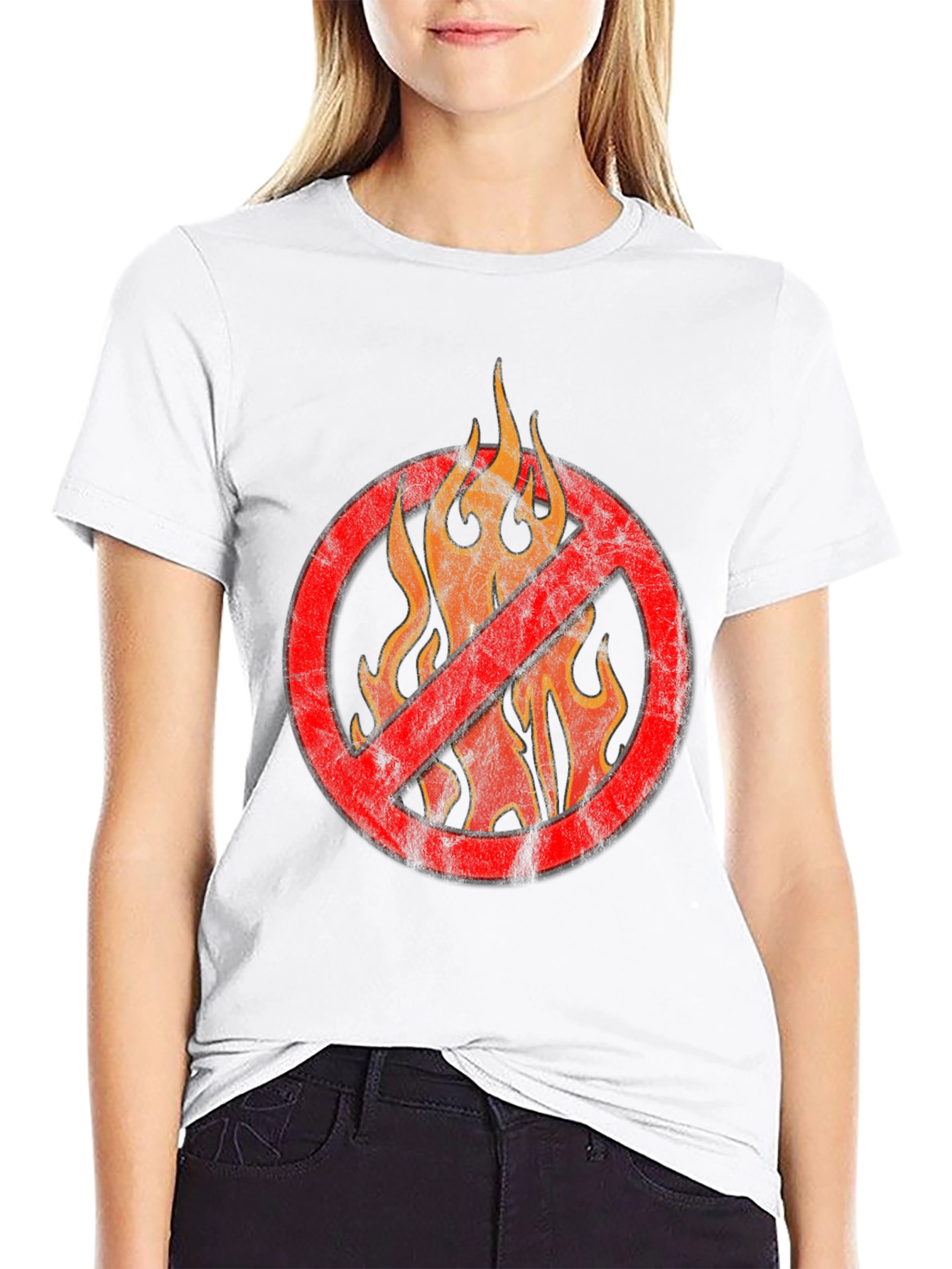 Black No Flames Graphic T-Shirt - Black view 9