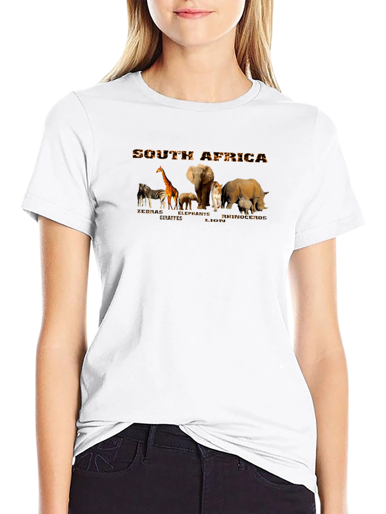 Black South Africa Wildlife Graphic T-Shirt view 9