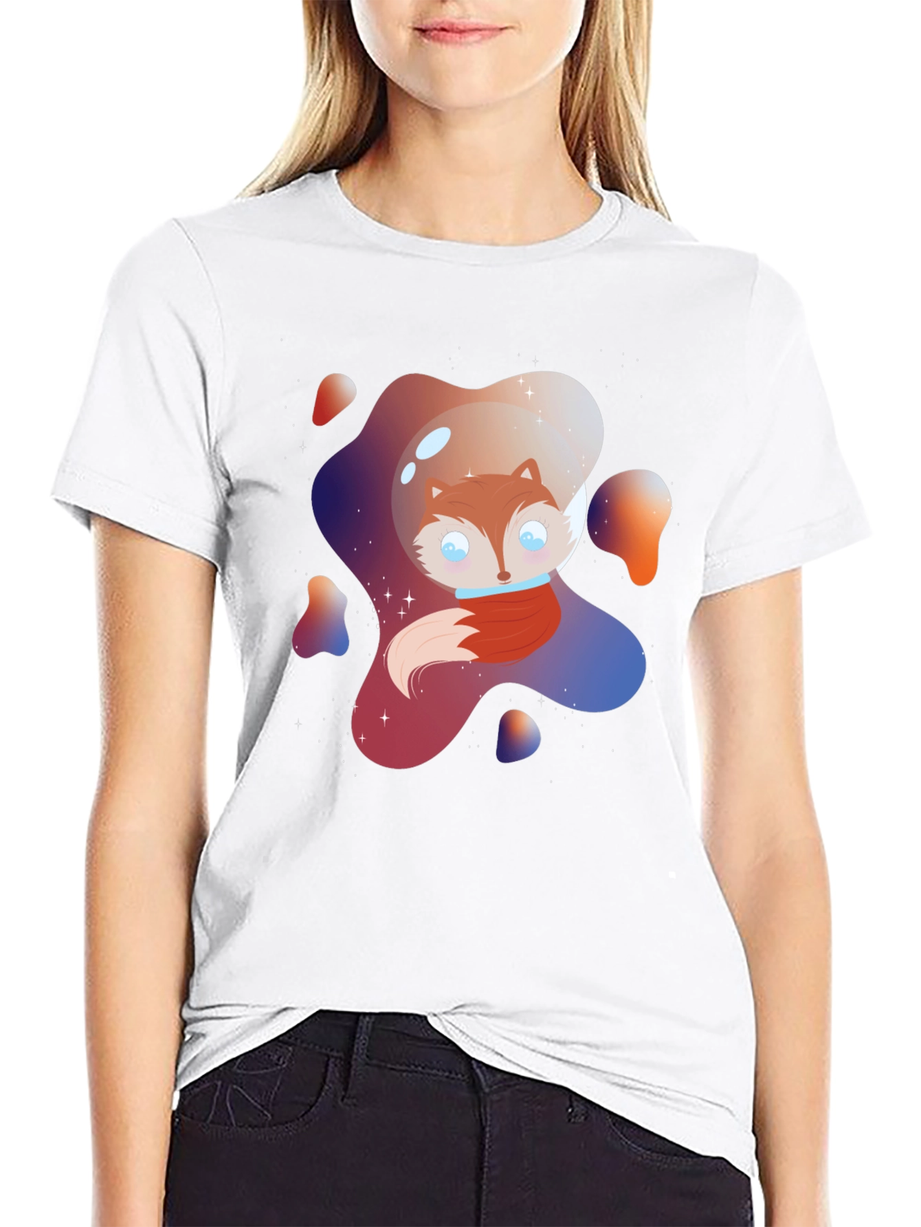 Black Space Fox Graphic Tee - Unique Design view 9