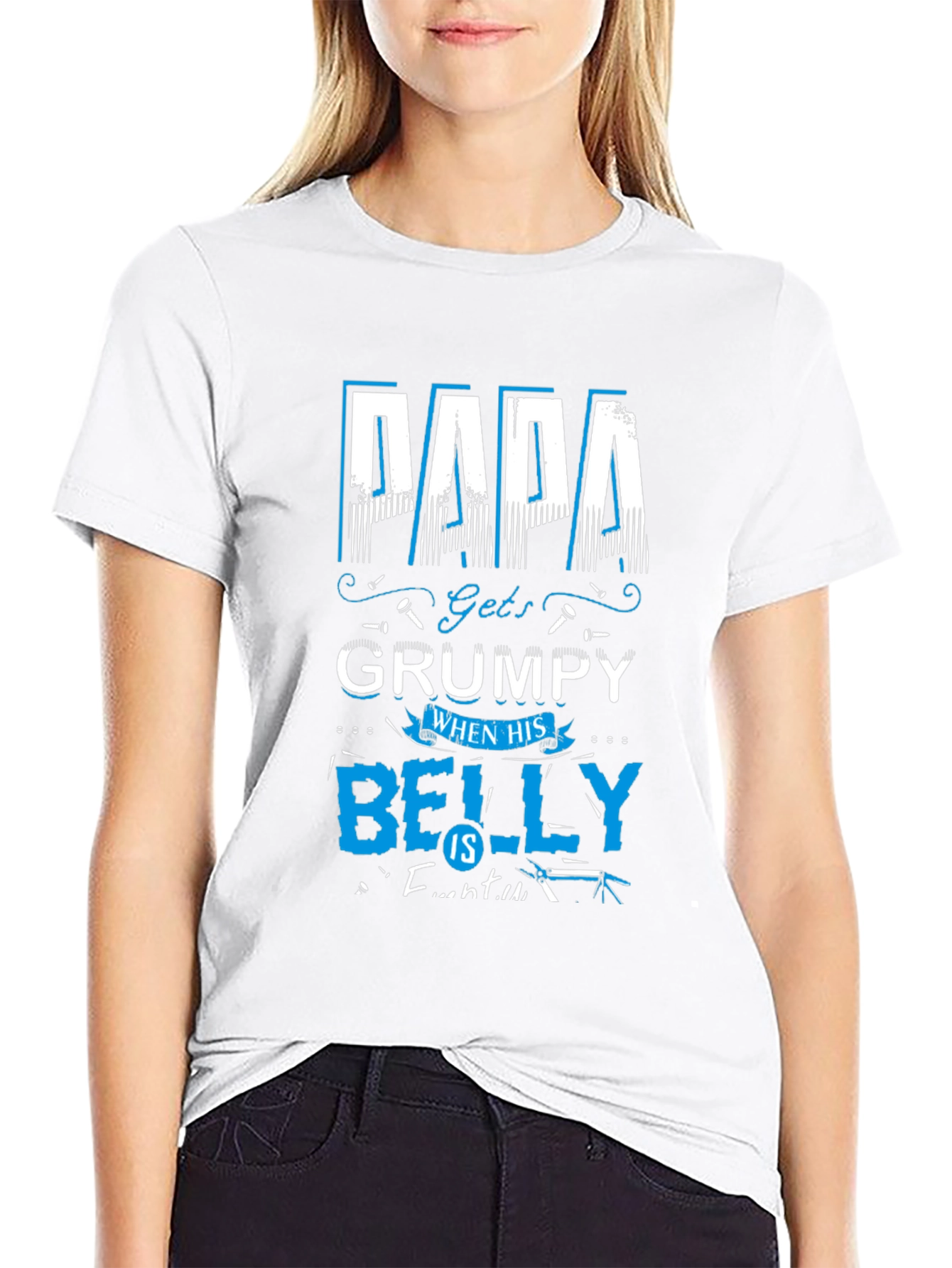 Black Papa Grumpy Belly T-Shirt - Humorous Dad Tee view 9