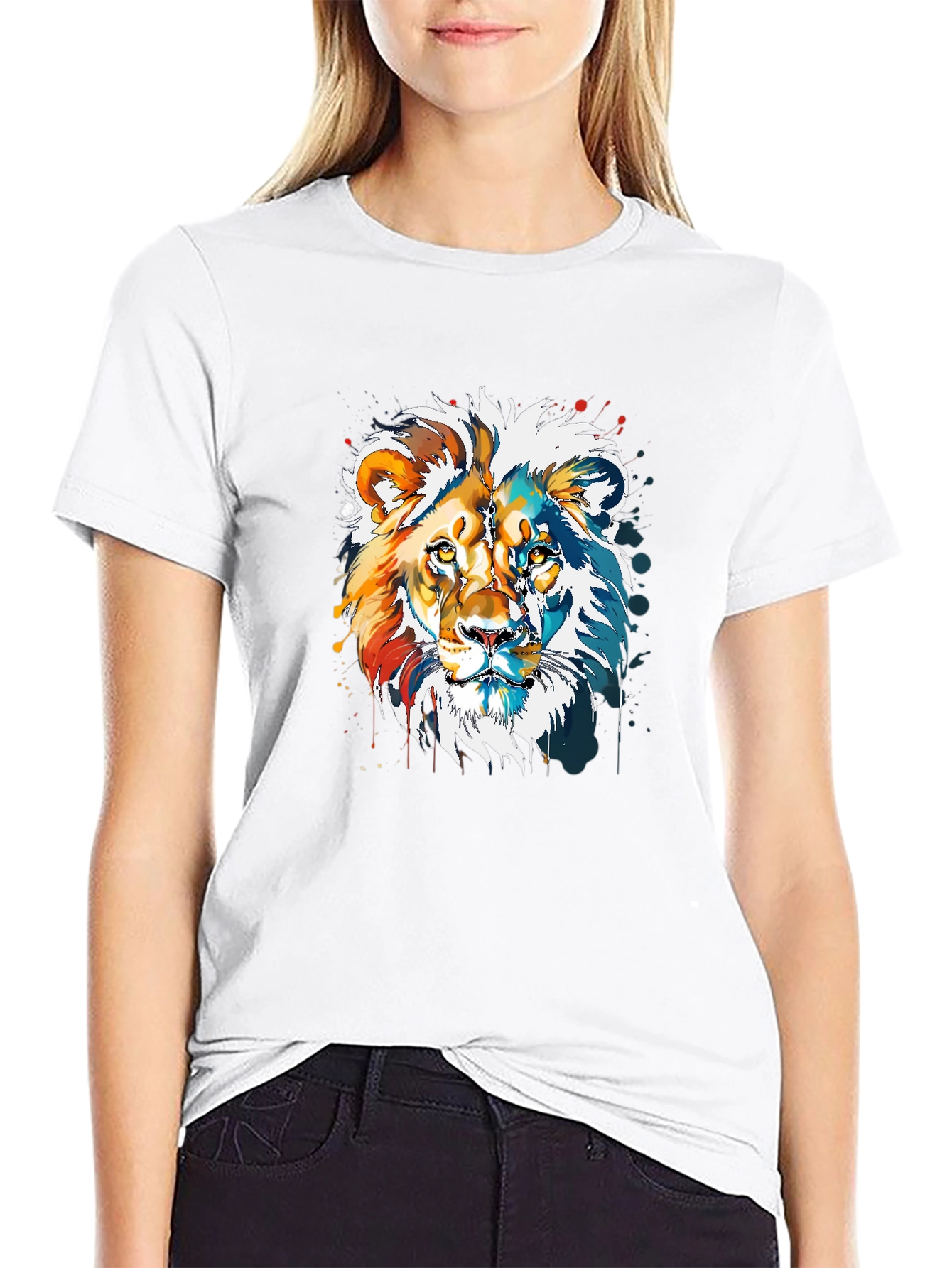 Black Lion Graphic Print Men's T-Shirt view 9