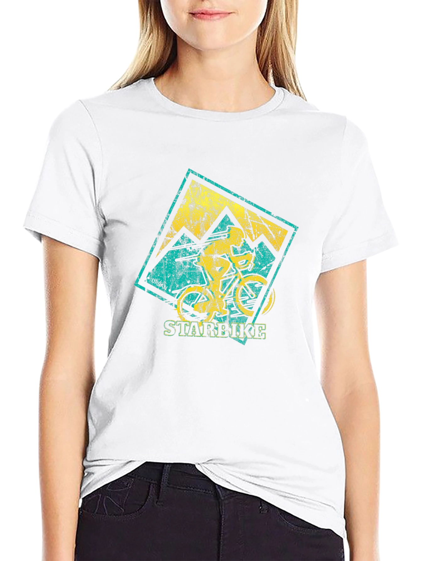 Black Mountain Biker Graphic T-Shirt - Starbike Design view 9