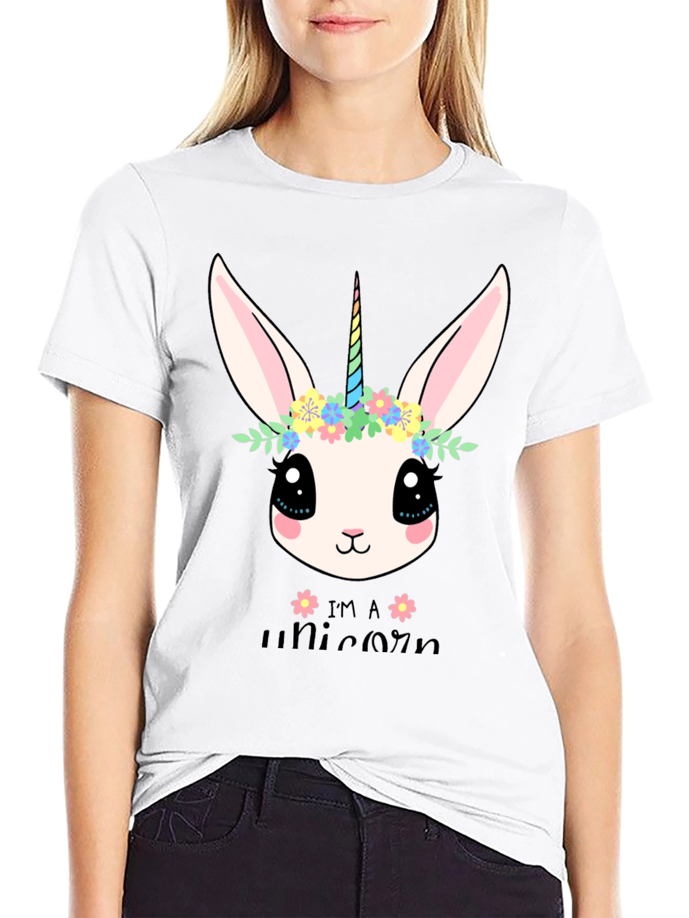 Black Unicorn Bunny Graphic Tee view 9