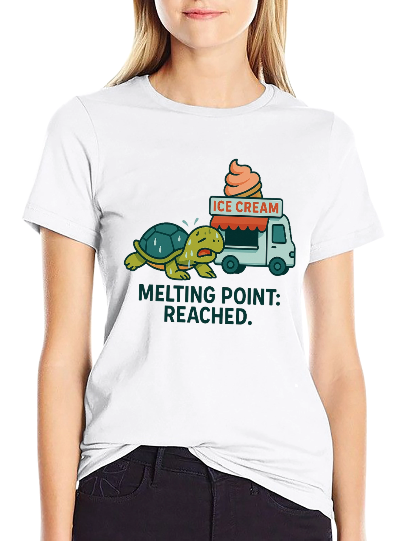 Black Melting Point Reached Turtle Ice Cream T-Shirt view 9