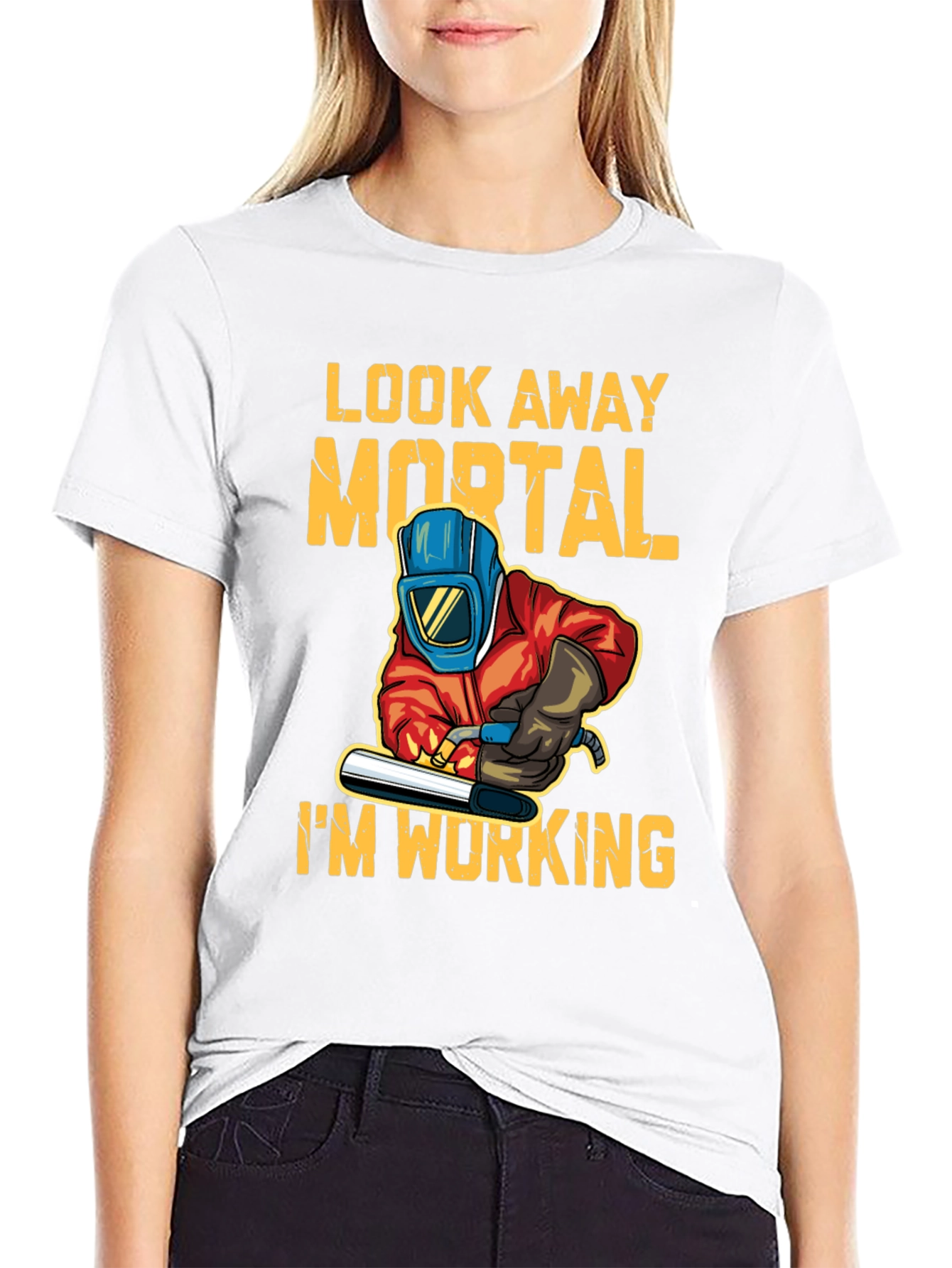 Black Look Away Mortal I'm Working T-Shirt view 9